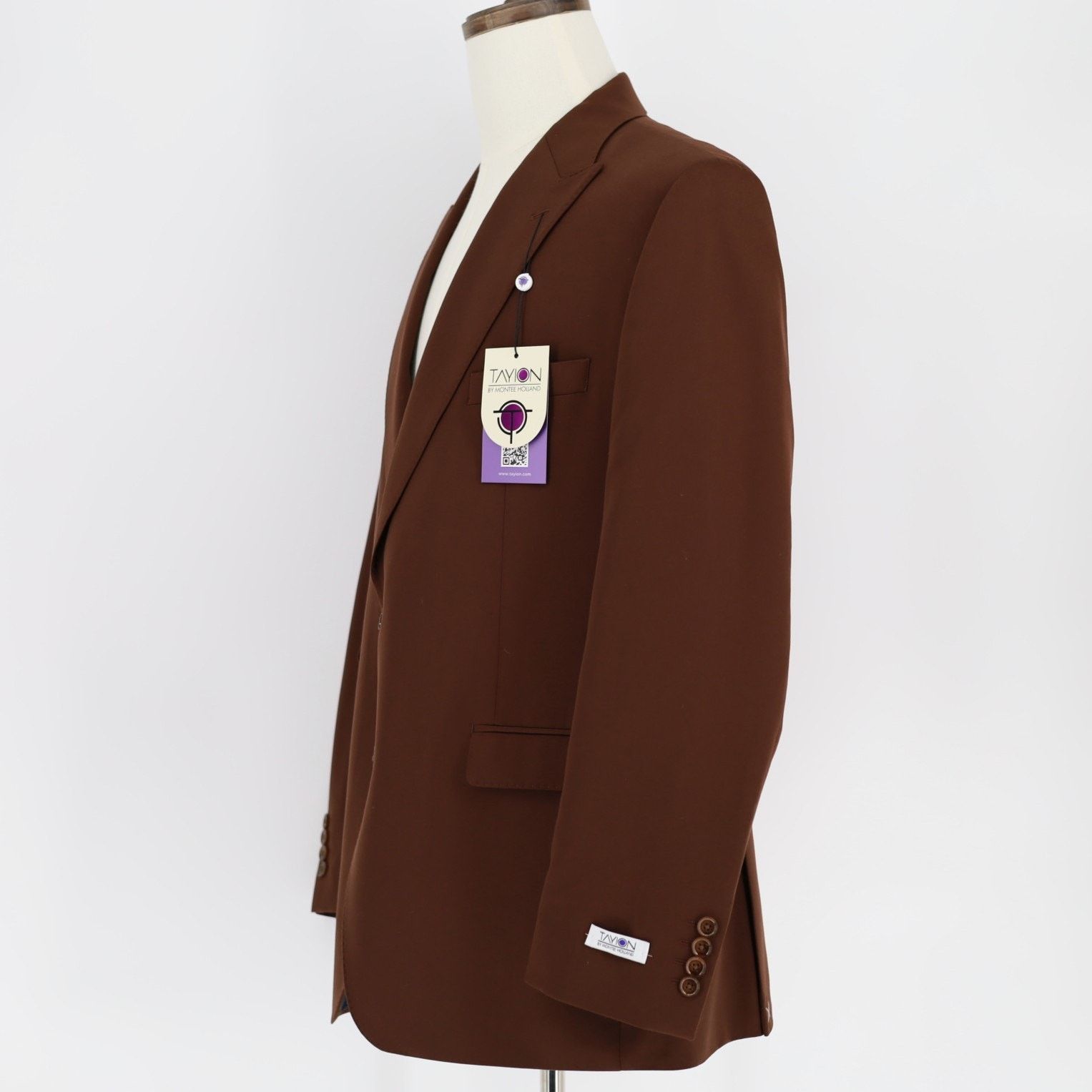 The Unbranded Brand Tayion Collection Men's Brown Formal Suit Jacket Size 44R Size 44R - 4 Thumbnail