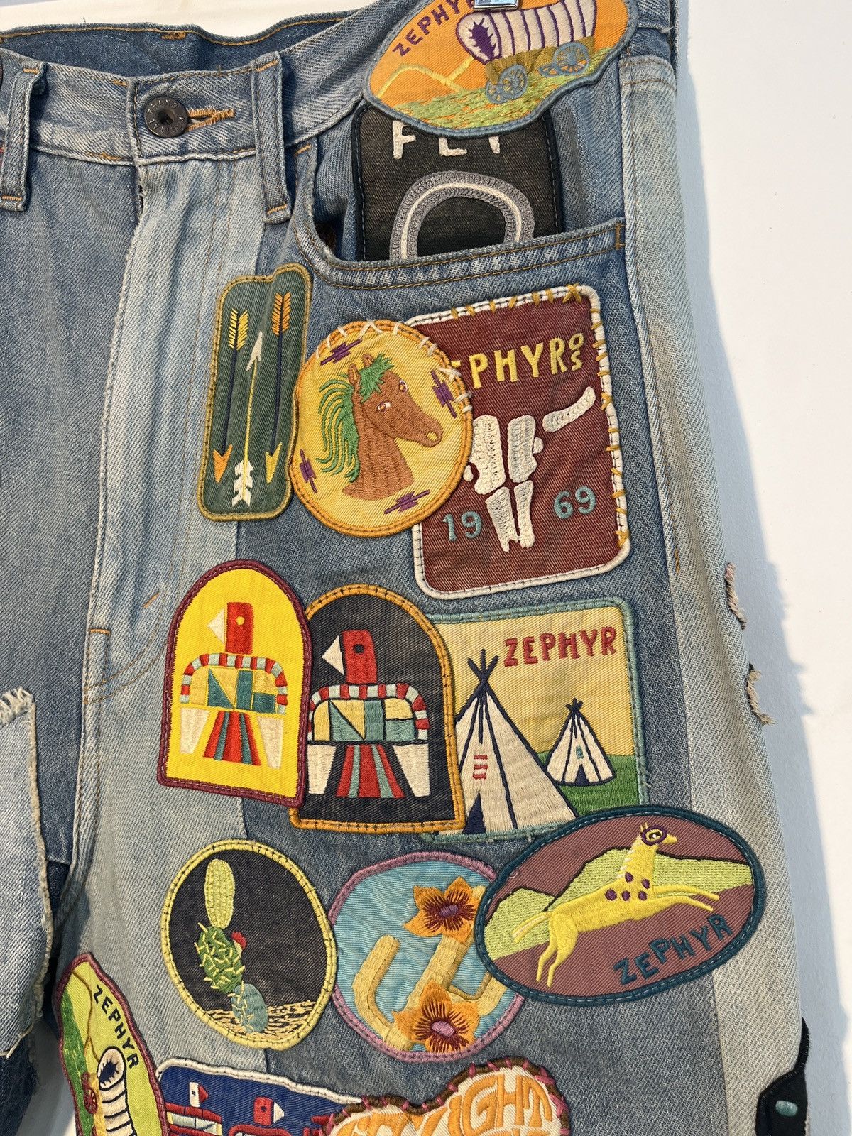 Kapital Kapital Zephyros Remake Denim shorts “indigo processing” Size US 32 / EU 48 - 6 Thumbnail
