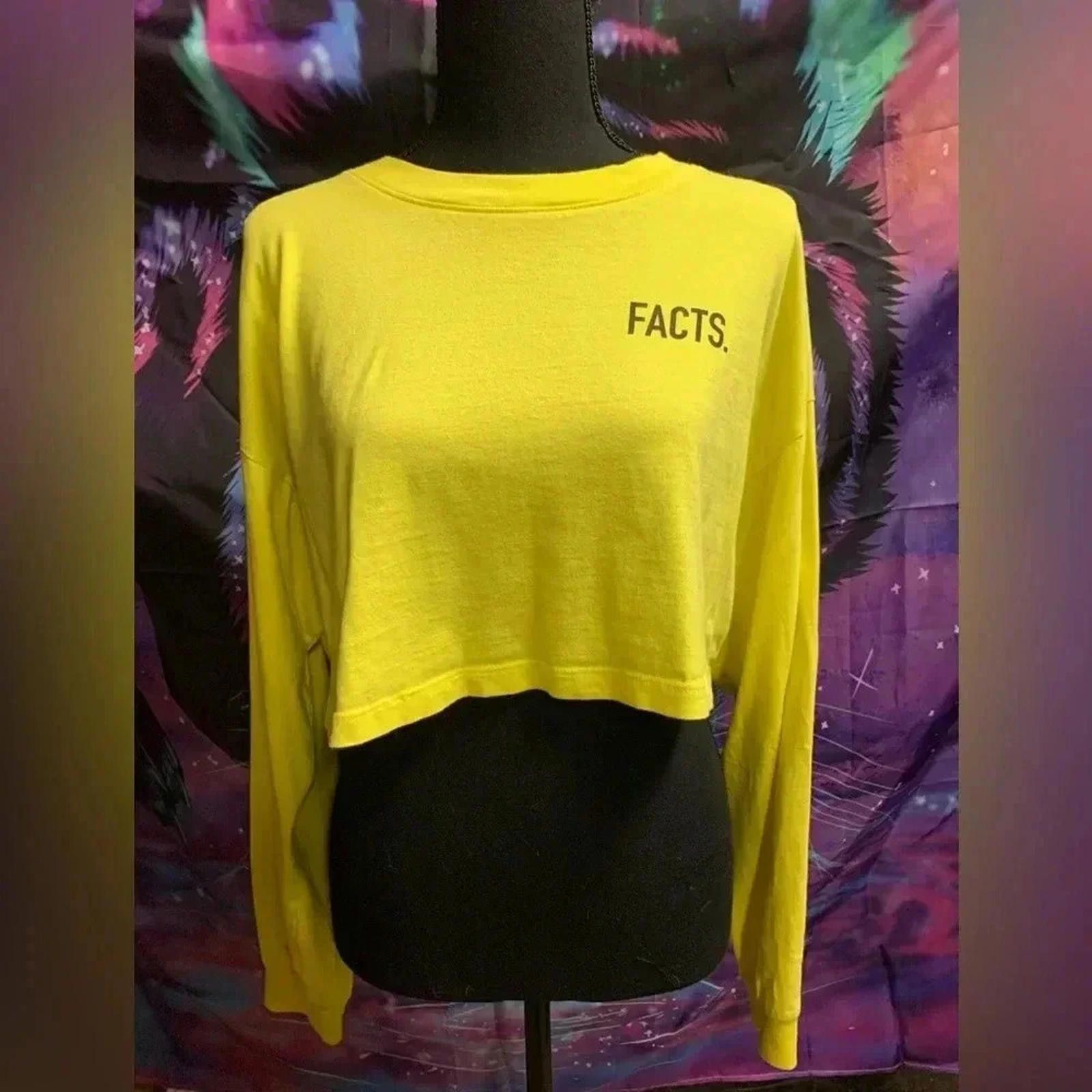 Forever 21 Yellow long sleeve crop top Size L / US 10 / IT 46 - 1 Thumbnail