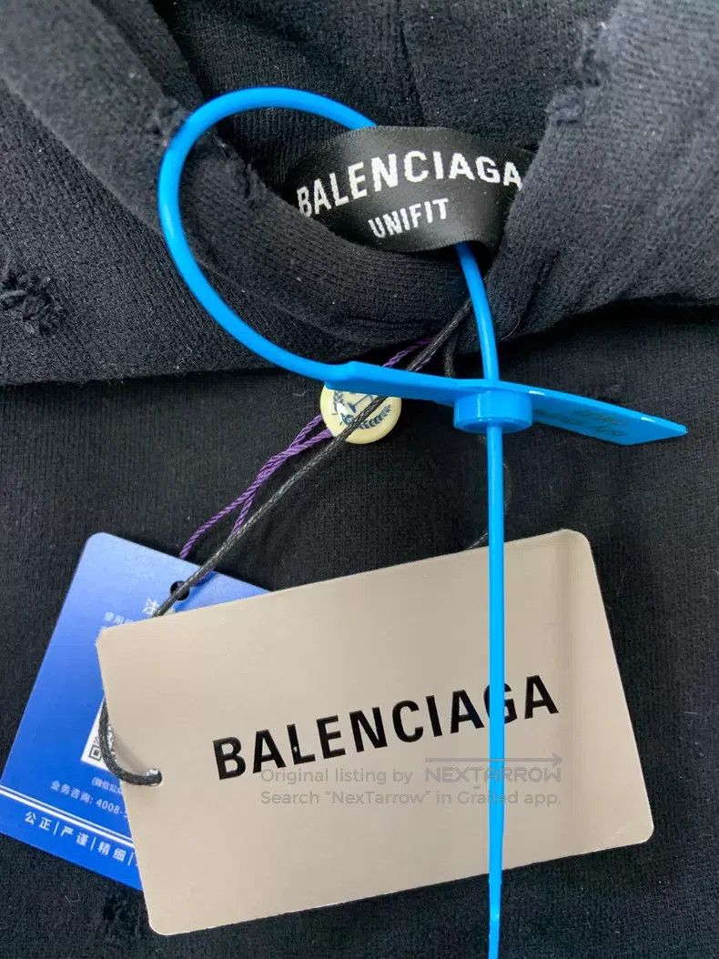 Balenciaga Balenciaga Black Ripped Hooded Sweatshirt Size US S / EU 44-46 / 1 - 5 Thumbnail