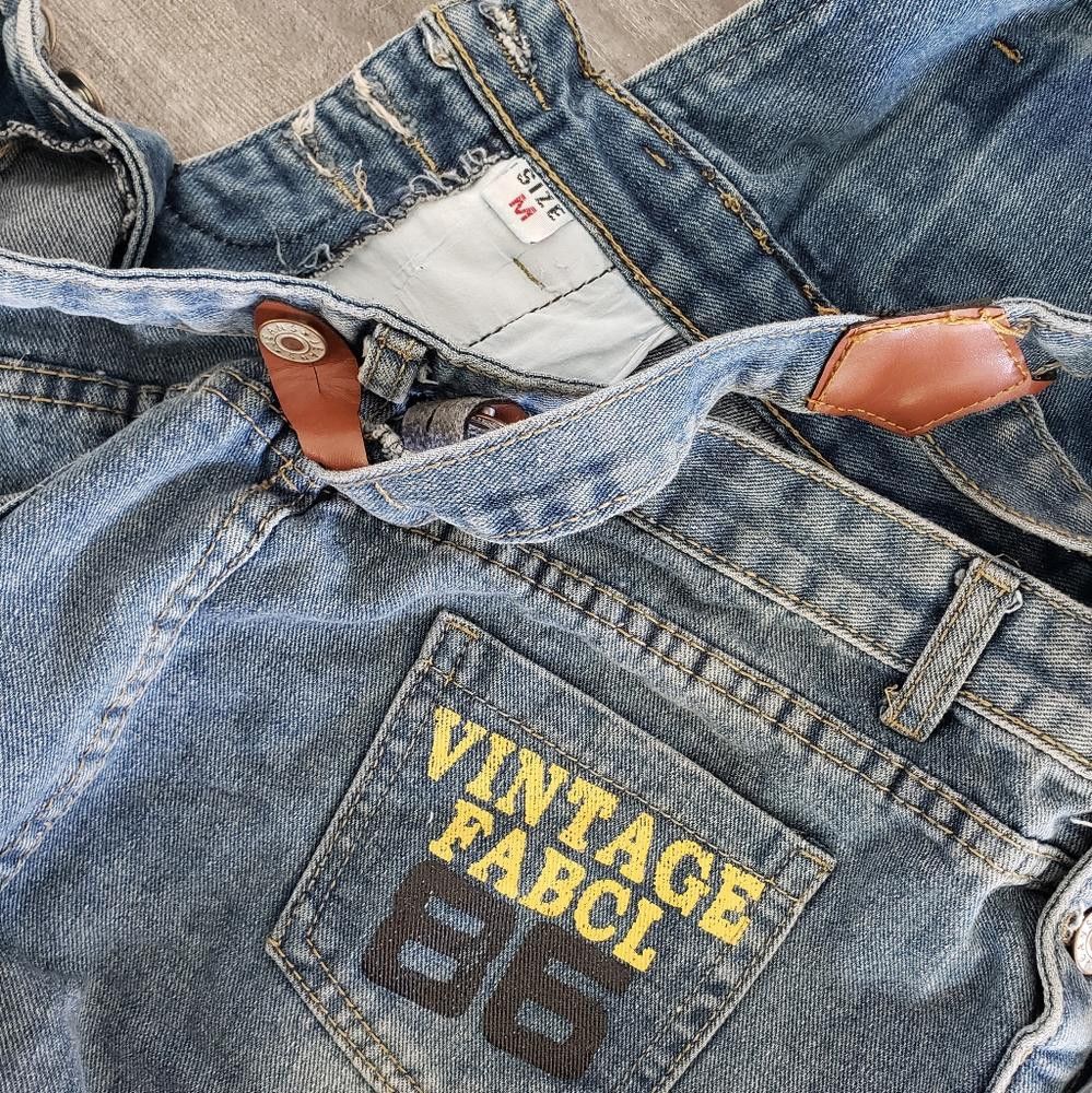 Designer Denim Distressed Vintage 86 Overall Mini Size 32" / US 10 / IT 46 - 3 Thumbnail