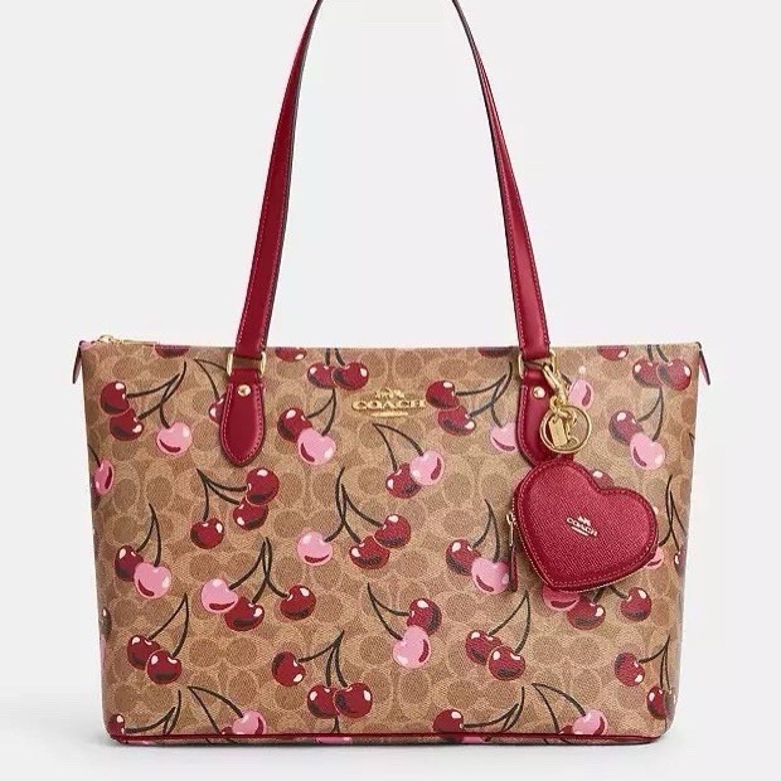 Coach NWT Coach CP368 Heart Bag Charm IN Gold/Dark Ruby Size ONE SIZE - 6 Thumbnail