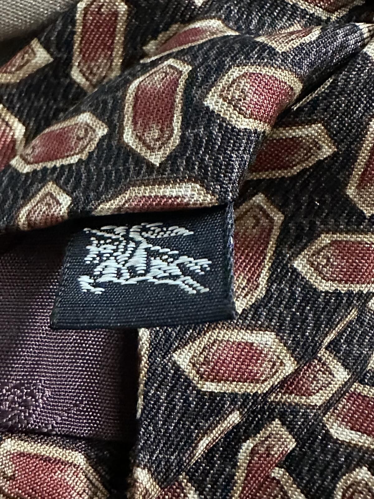 Burberry Vintage Burberrys London silk tie black/brown/gold geometric Size ONE SIZE - 6 Thumbnail
