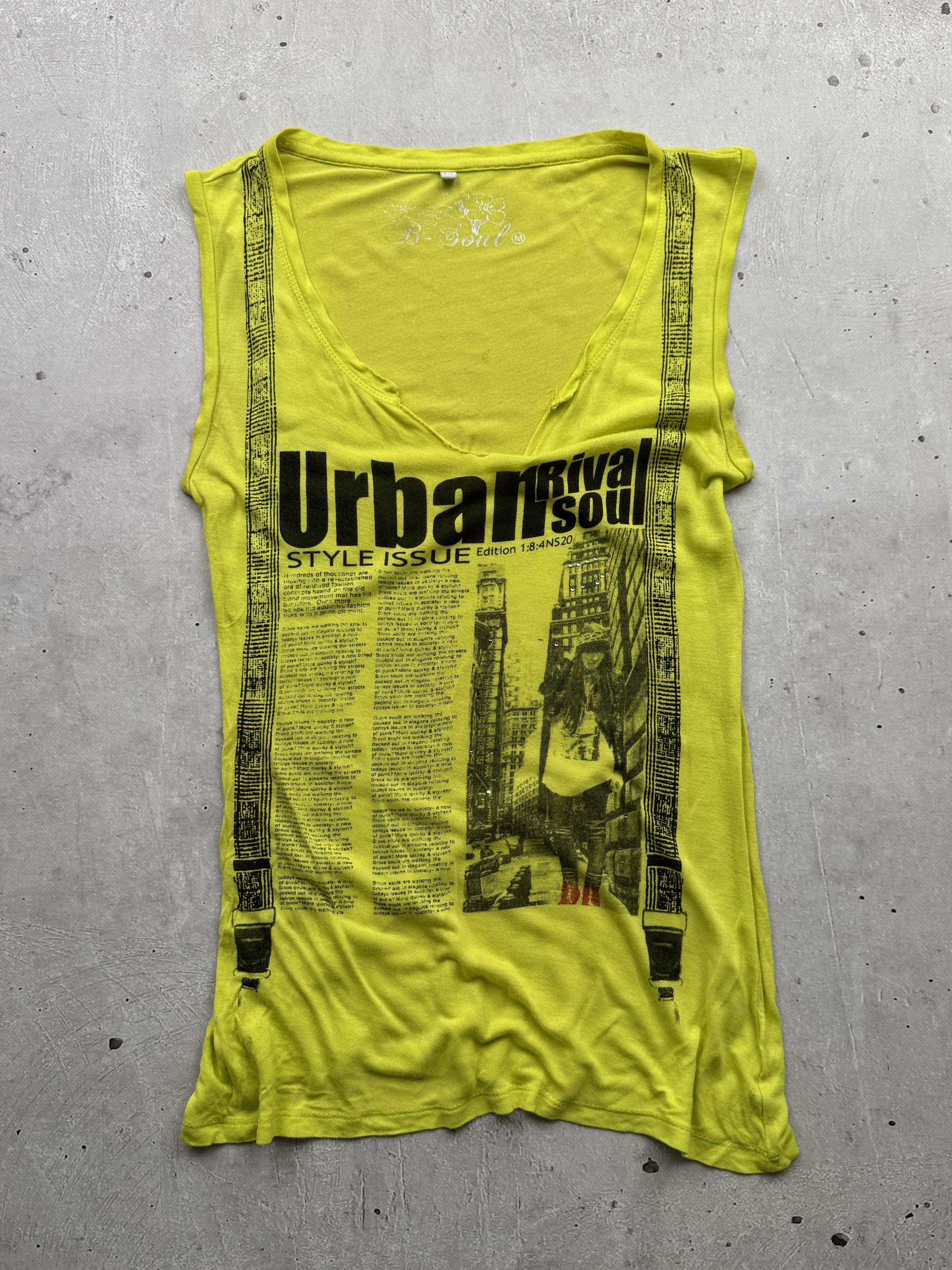 Vintage Printed Trashed Tank Top