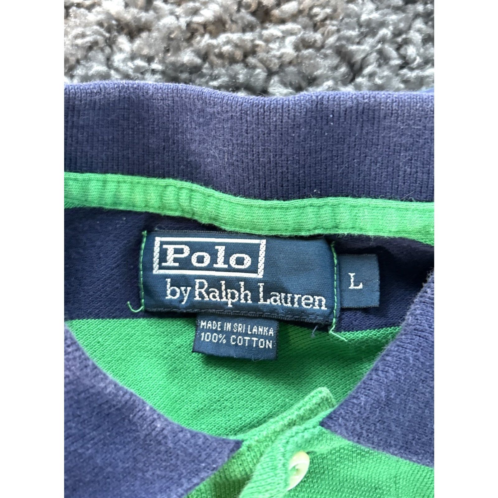 Polo Ralph Lauren VINTAGE Polo Ralph Lauren Polo Shirt Men Sz L Blue Green Striped Short Sleeve Size US L / EU 52-54 / 3 - 4 Thumbnail