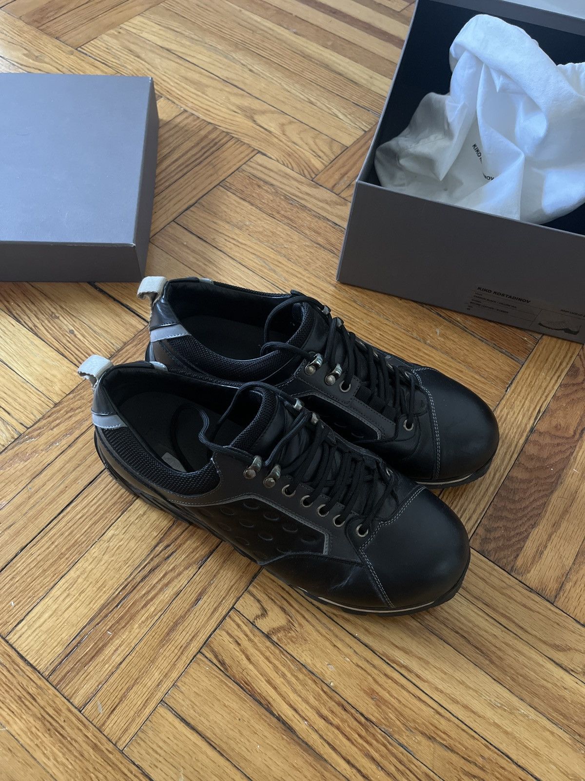 靴 KIKO KOSTADINOV NASH LACE UP SHOES Kiko Kostadinov carbon black nash lace up shoes bowling size