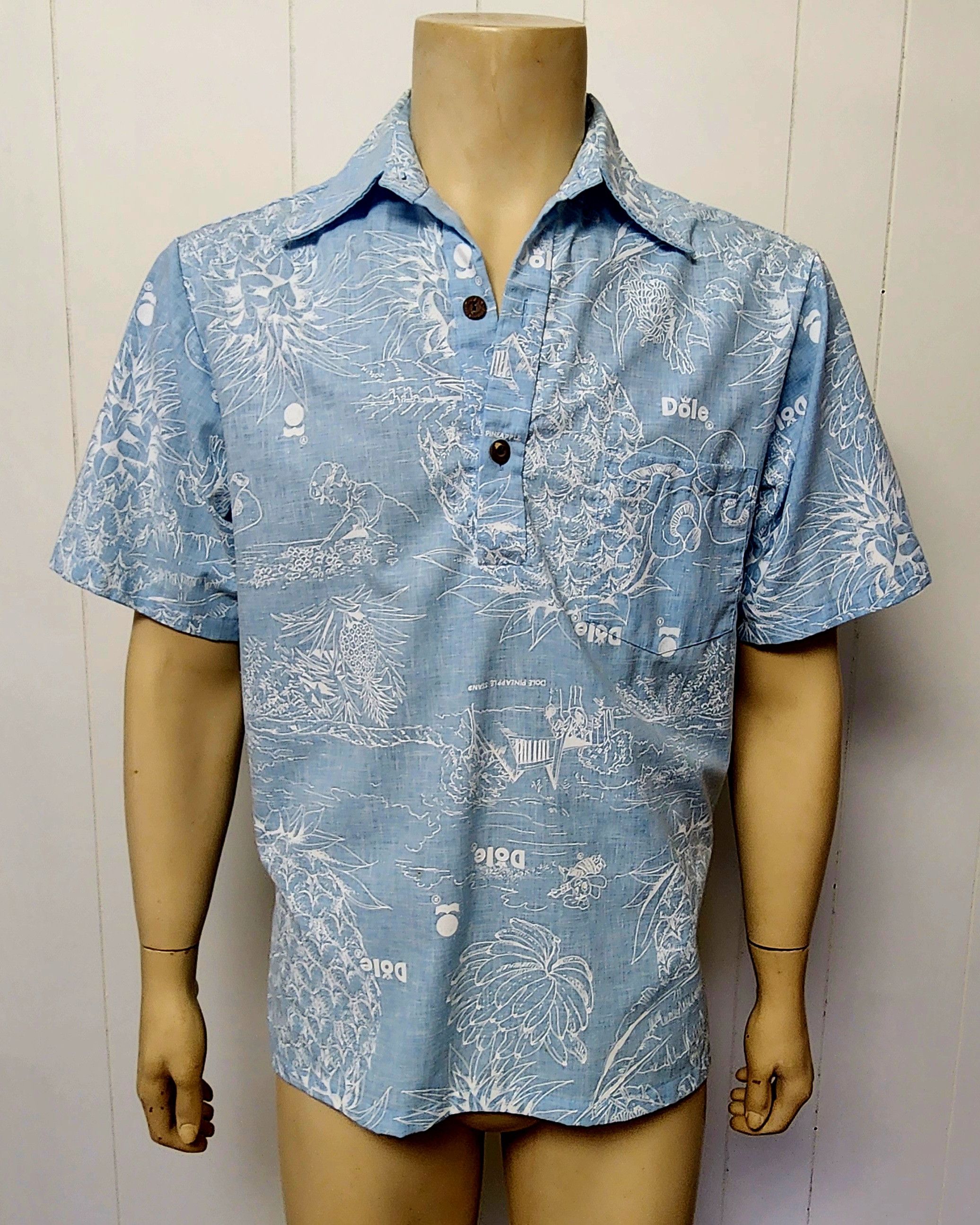 Vintage Dole pineapple shirt L blue Hawaiian pullover vintage 1980s Size US L / EU 52-54 / 3 - 1 Thumbnail