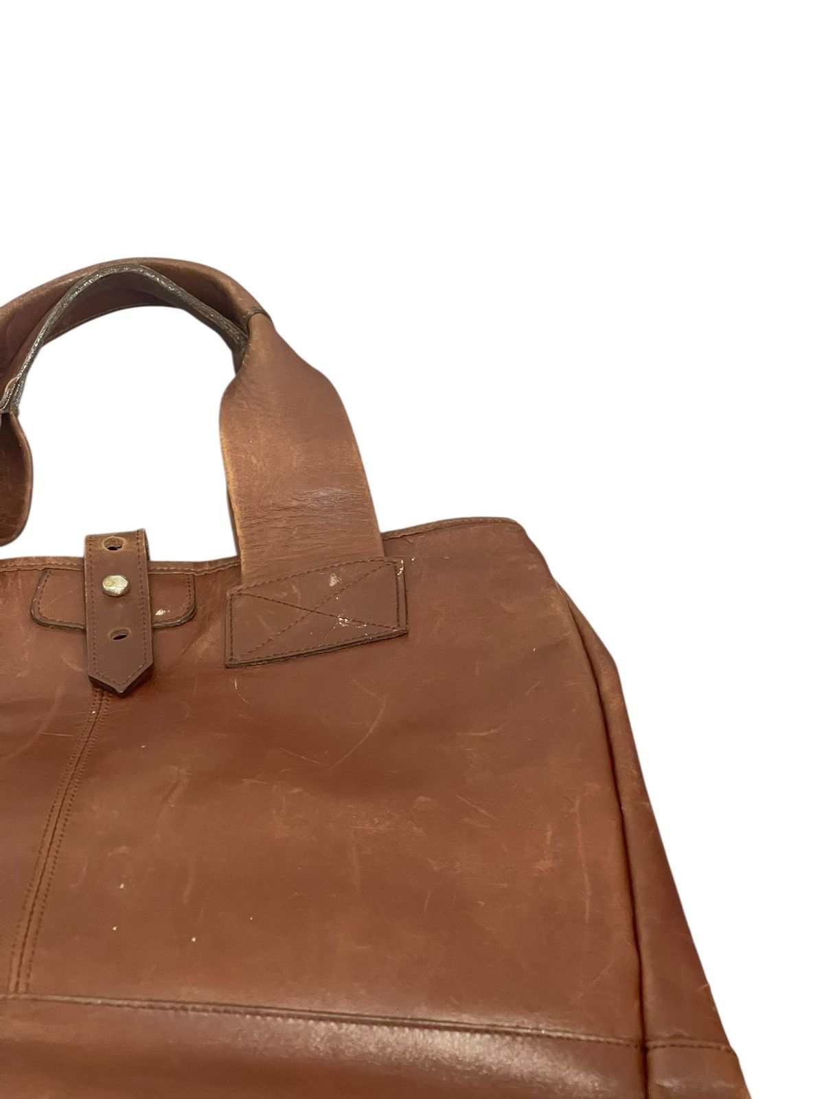 Leather Full Leather Patina Vtg Message Japan Tote Bag 2🟩1 Size ONE SIZE - 9 Thumbnail