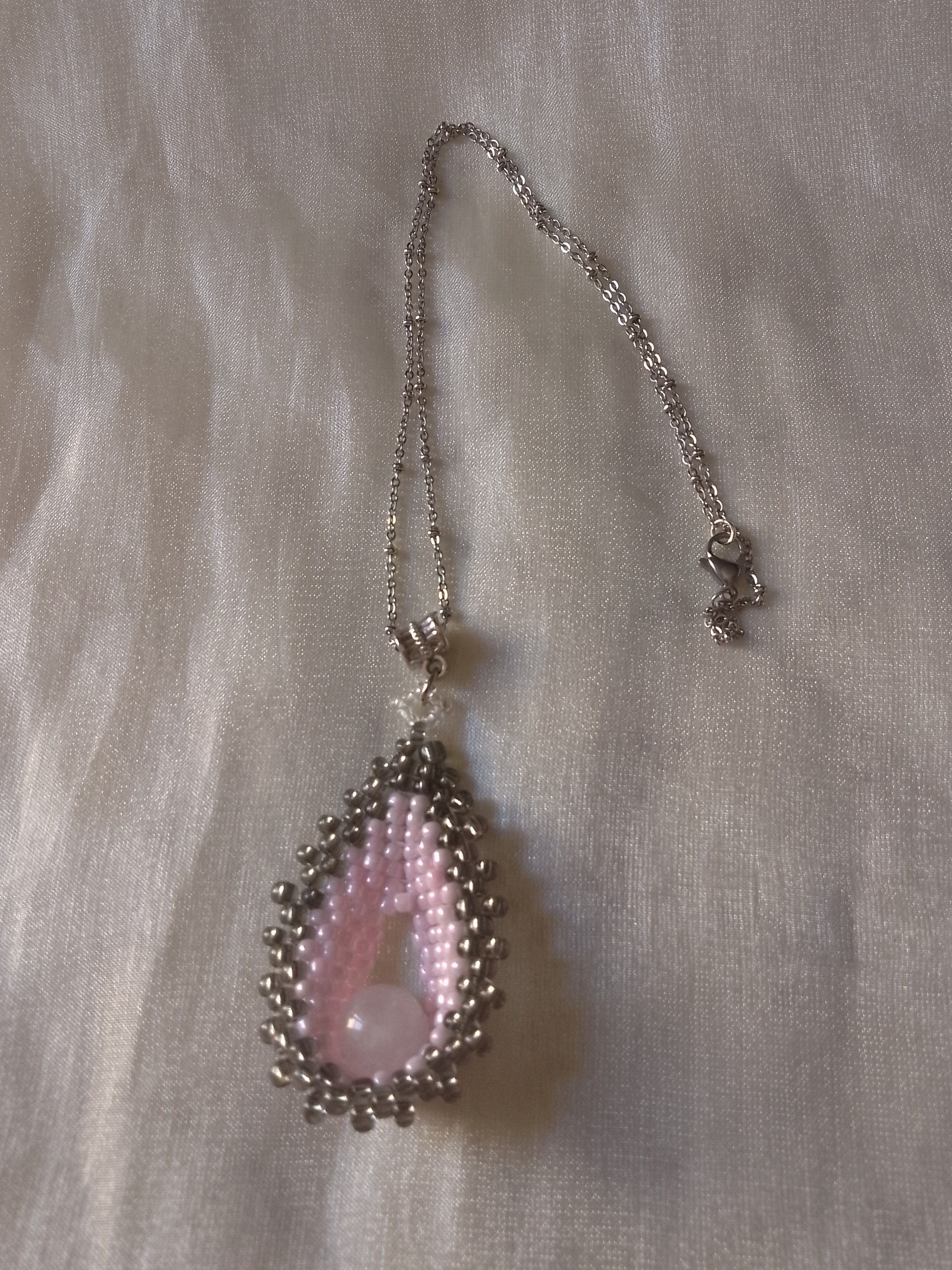 Handmade Necklace Rose quartz gemstone pendant Chakra Size ONE SIZE - 2 Thumbnail