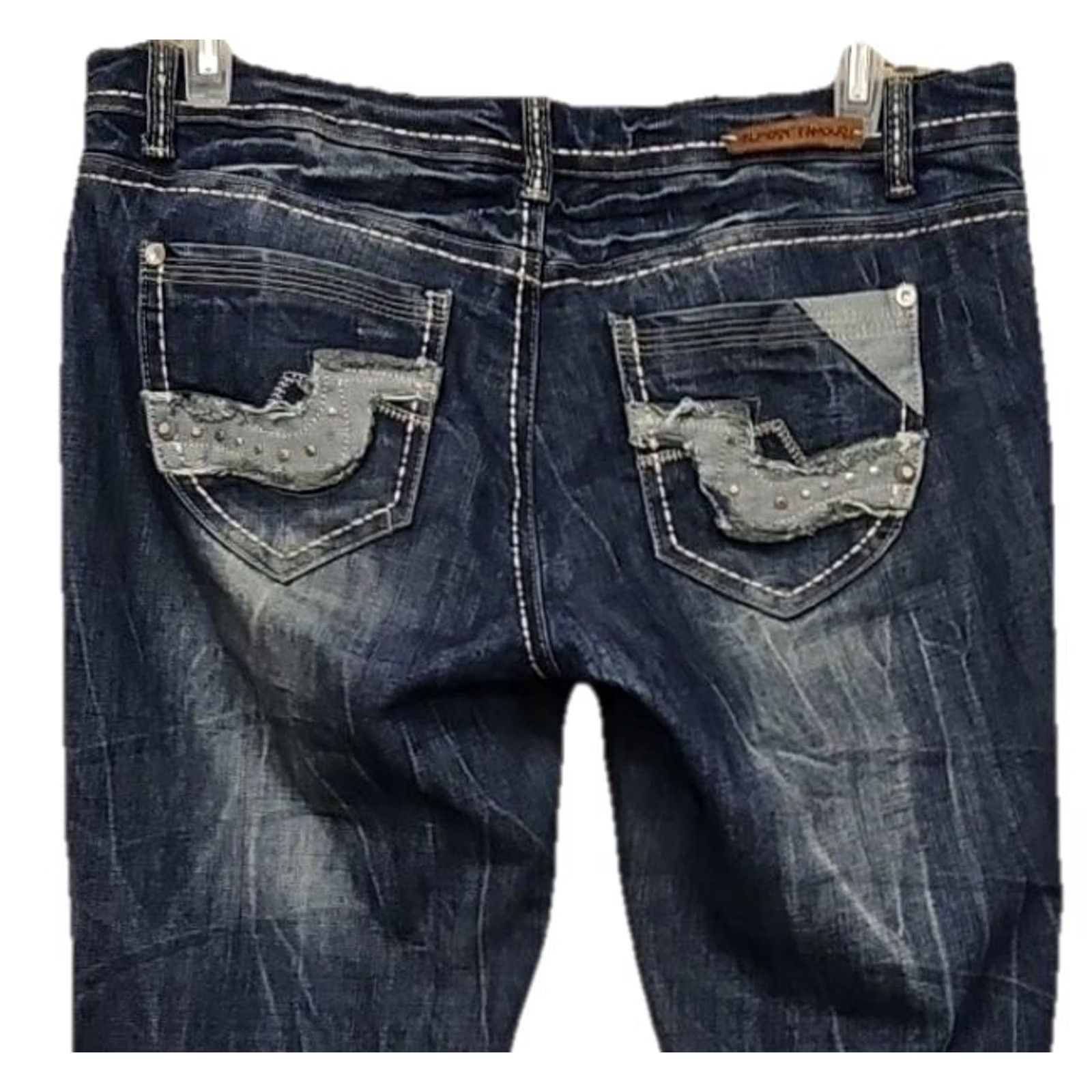 Almost Famous Almost Famous Jeans Juniors 9 Blue Y2K Low Rise Skinny Distressed Indie Sleaze 2000s Women Size 30" / US 8 / IT 44 - 6 Thumbnail