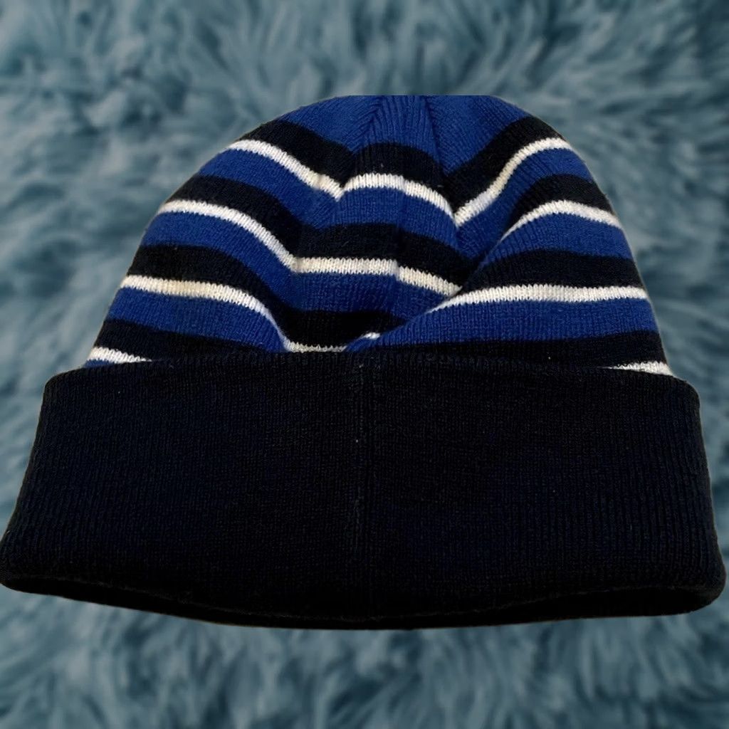 Nike VINTAGE Nike Swoosh Beanie Striped AOP Blue 90s Grunge Skate Surf Vtg Swoosh Beanie Mens One Size Size ONE SIZE - 1 Thumbnail