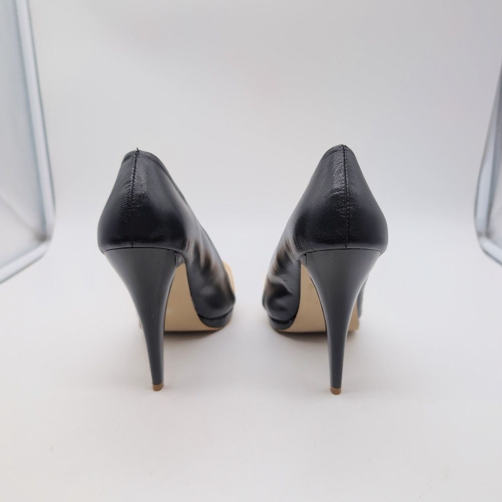 Designer Two Lips Vision sz 8.5 Elegant Black / Tan Peep-Toe Leather Size US 8.5 / IT 38.5 - 5 Thumbnail