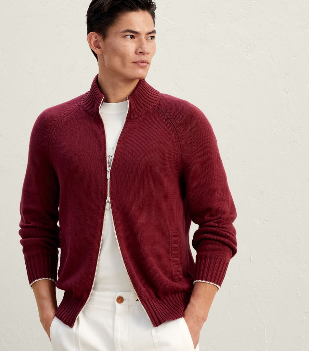 image of Brunello Cucinelli O1W1Db10524 Cardigans In Open Red, Men's (Size 2XL)