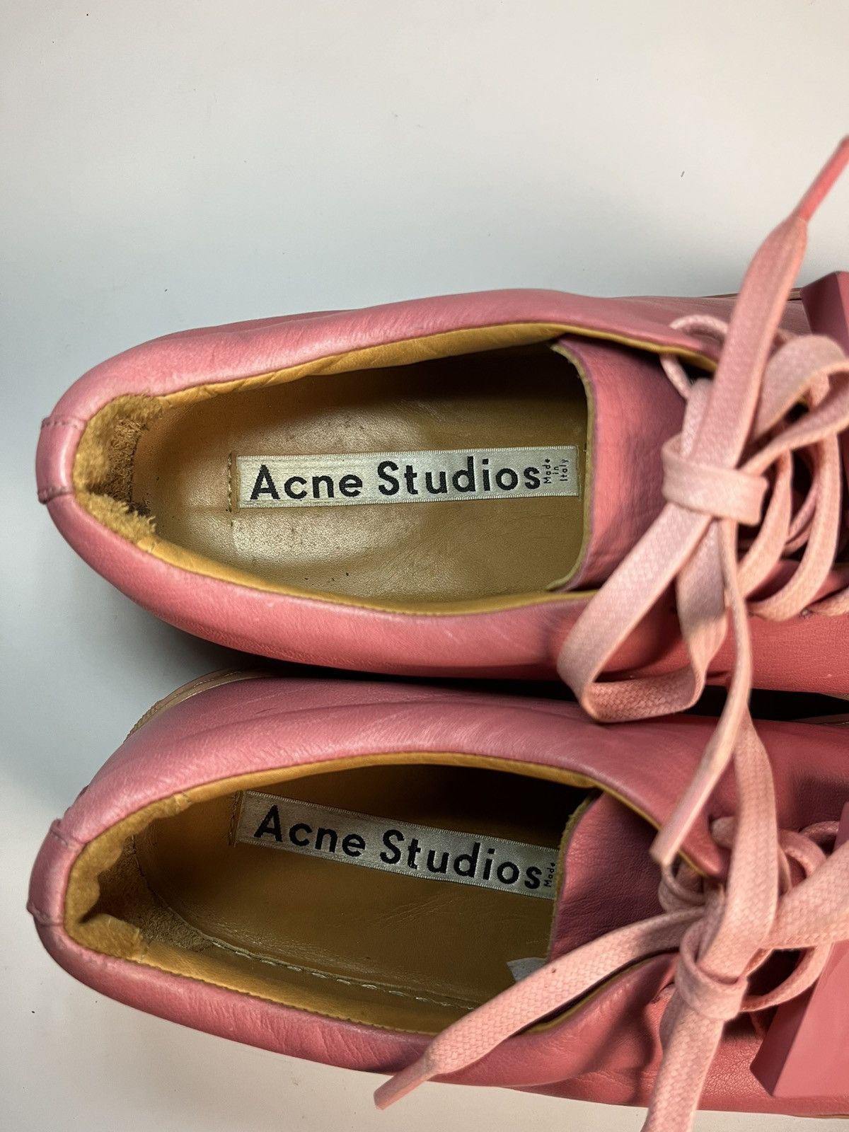 Acne Studios Acne Studios “Adriana” Face Plaque Pink Leather Low Sneakers Size US 9 / IT 39 - 4 Thumbnail