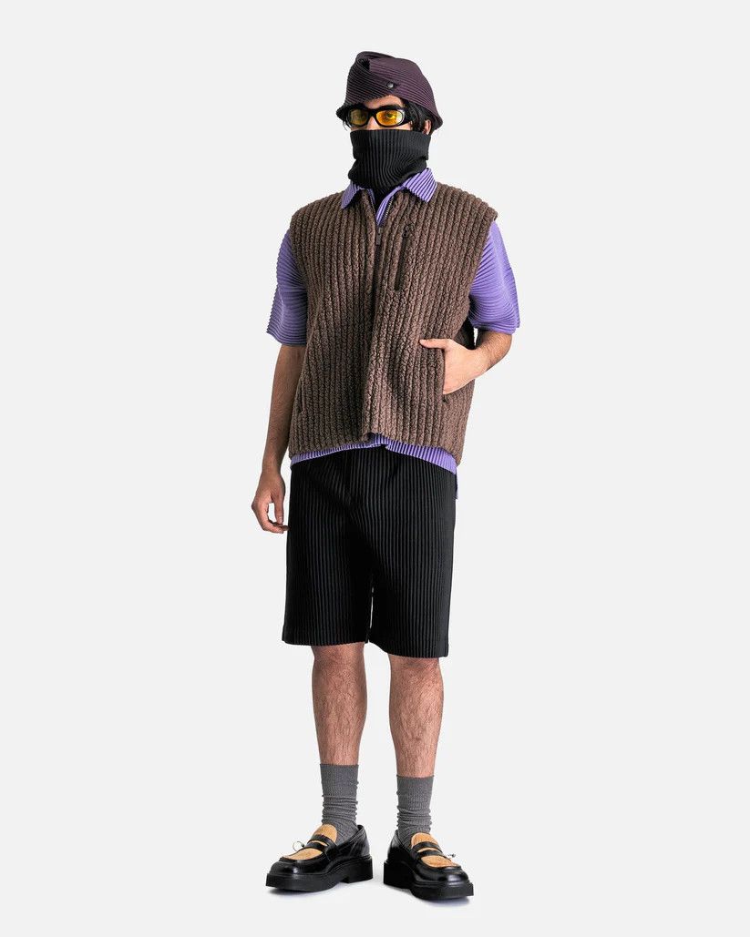 Homme Plisse Issey Miyake o1s1v1r1oon0925 Fleece Pleated Vest in Brown Size US M / EU 48-50 / 2 - 3 Thumbnail
