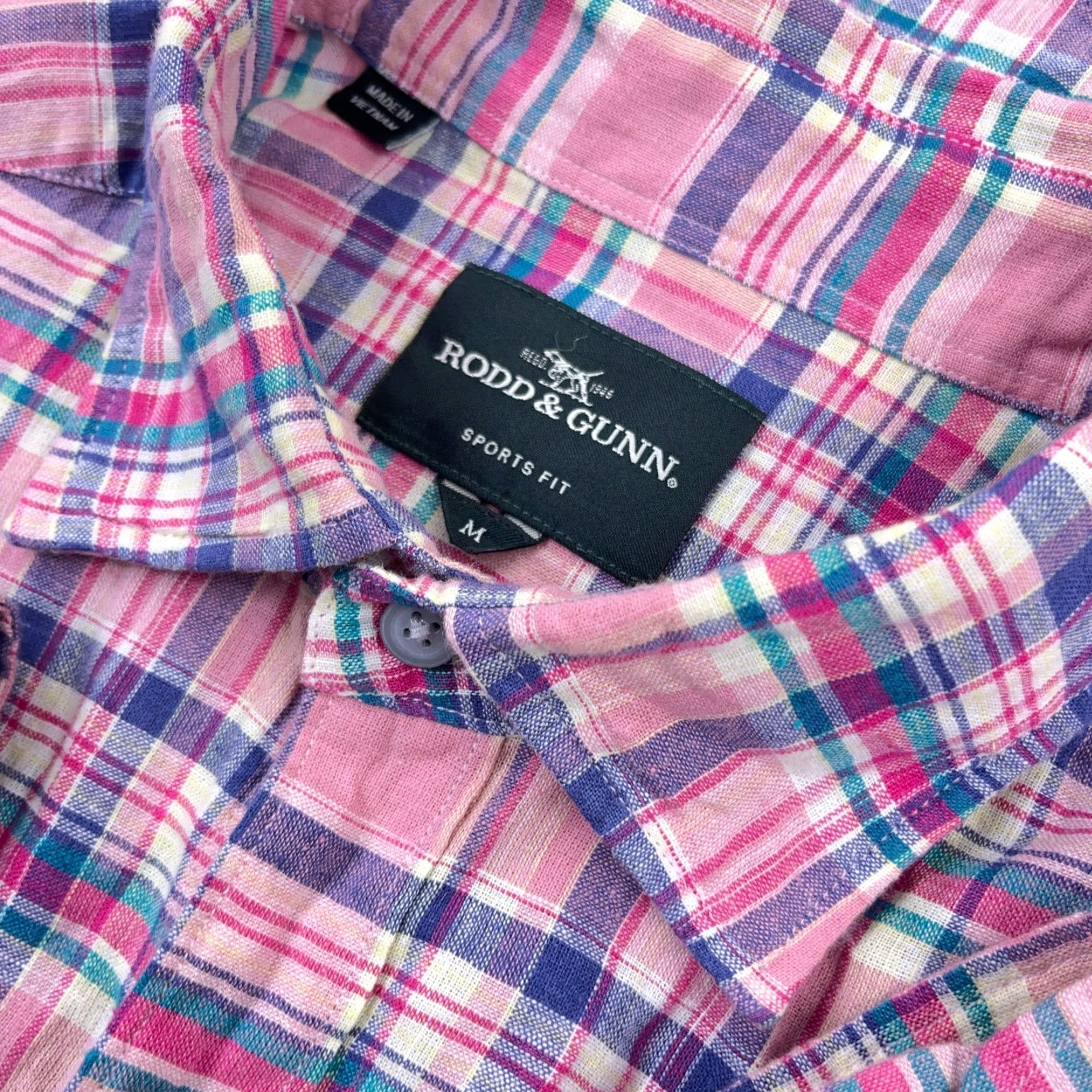 Rodd & Gunn VINTAGE Rodd & Gunn Shirt Men Medium Pink Plaid Button-Up Cotton Linen Blend Casual Size US M / EU 48-50 / 2 - 6 Thumbnail