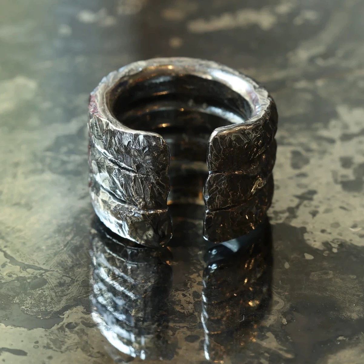 Chin Teo Chin Teo Distressed Scar 3-Loop Stacked Ring US7.5 Size ONE SIZE - 1 Thumbnail