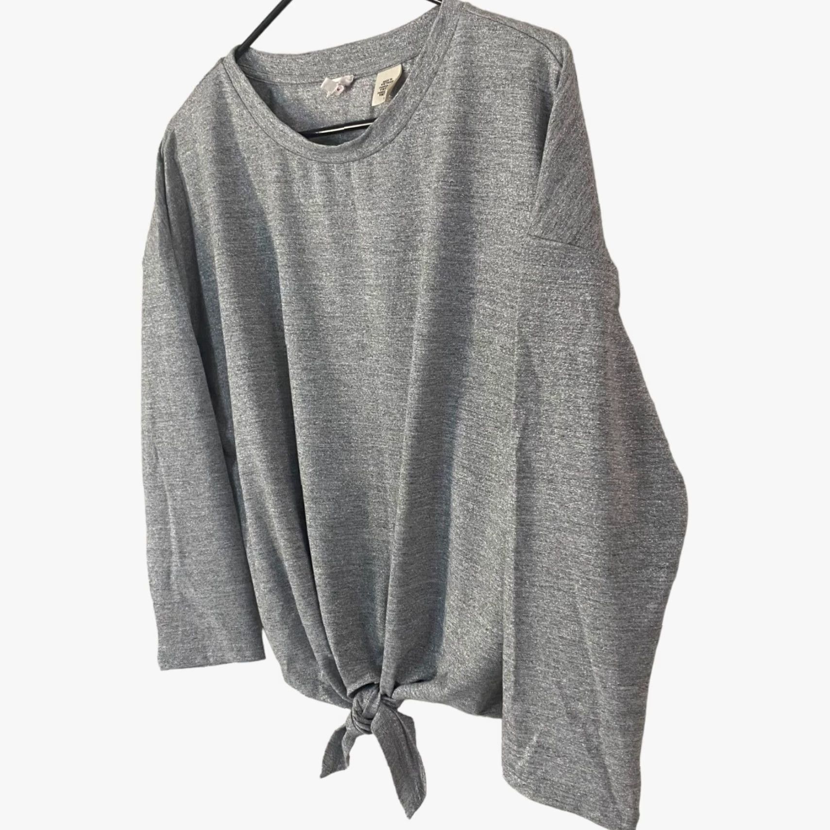 Levi's Levi's Greta Dolman Tie-Front Gray Metallic Long-Sleeve T-Shirt Womens Medium Size M / US 6-8 / IT 42-44 - 2 Thumbnail