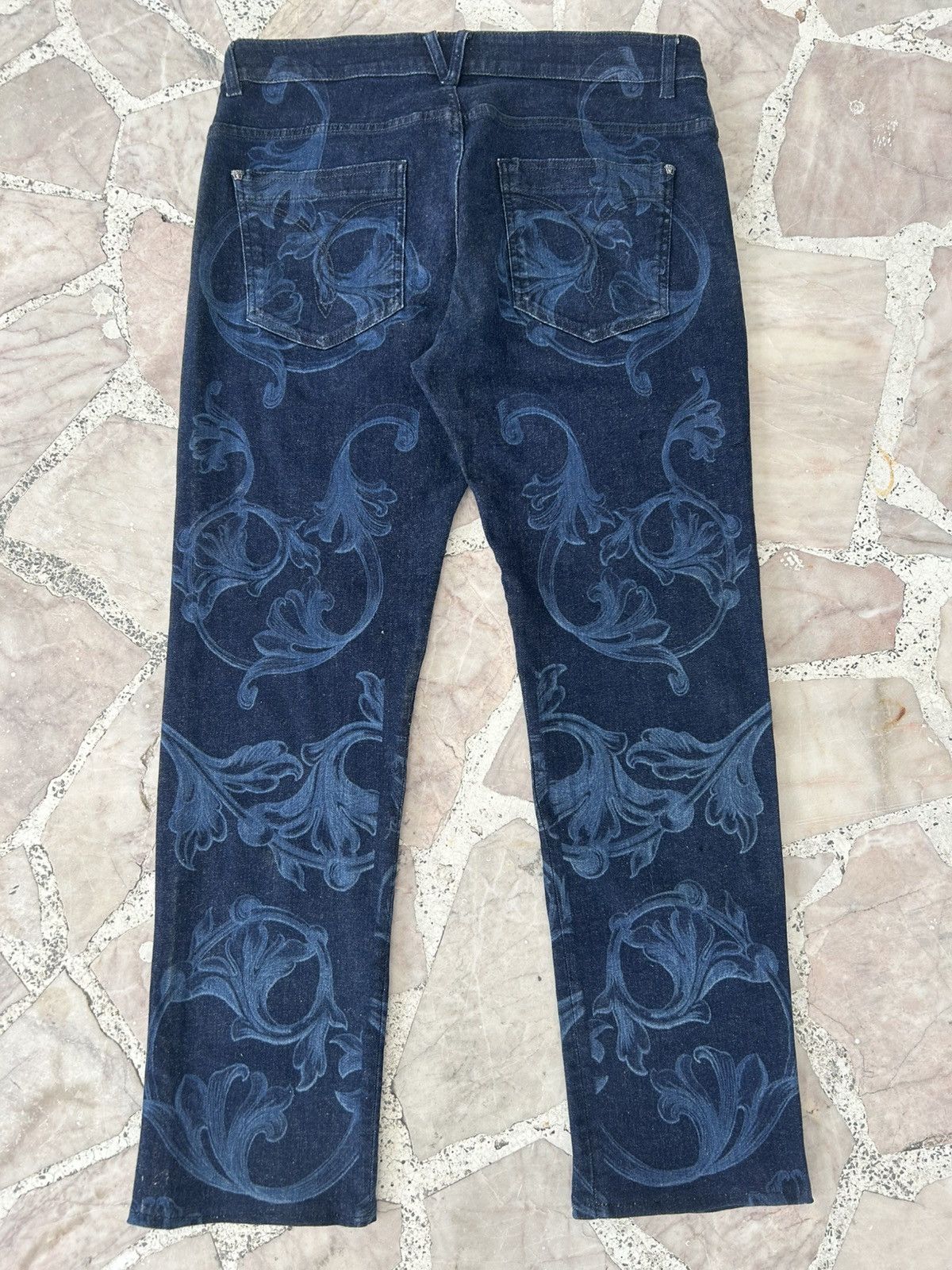 Versace Blue Jacquard Baroque Pattern Denim Size US 34 / EU 50 - 2 Thumbnail