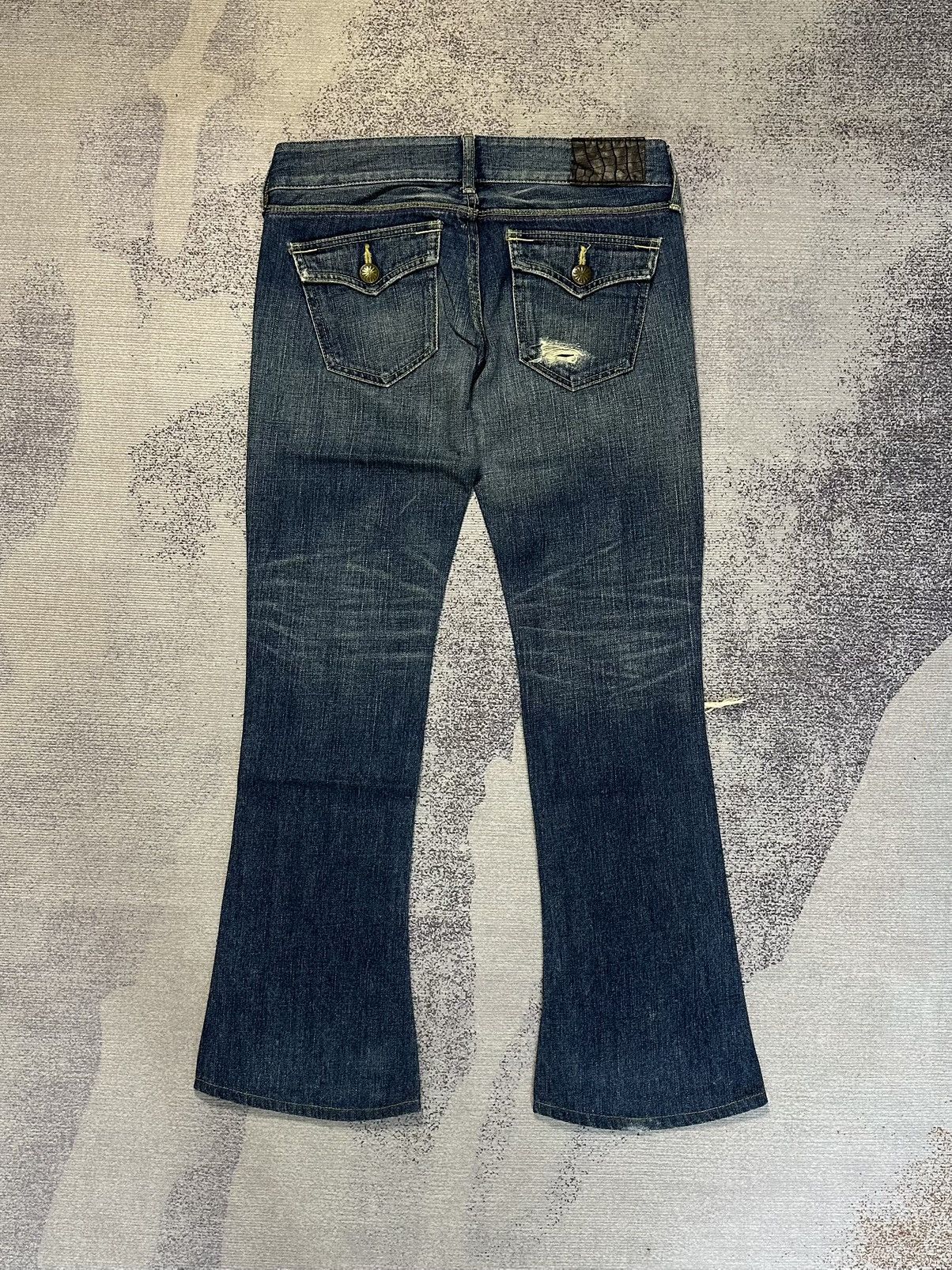 Japanese Brand RARE SLY Distressed Flare Jeans Size US 27 - 2 Thumbnail