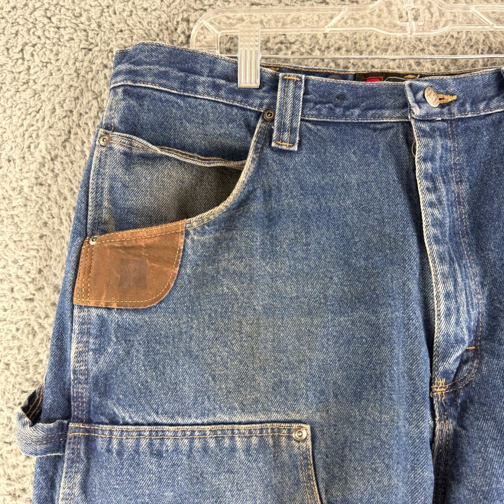 Wrangler VINTAGEWrangler Carpenter Jeans Mens 38x32 Blue Denim Double Knee Wrangler Riggs Workwear Jeans Mens Size 38x32 Blue Denim Size US 38 / EU 54 - 3 Thumbnail