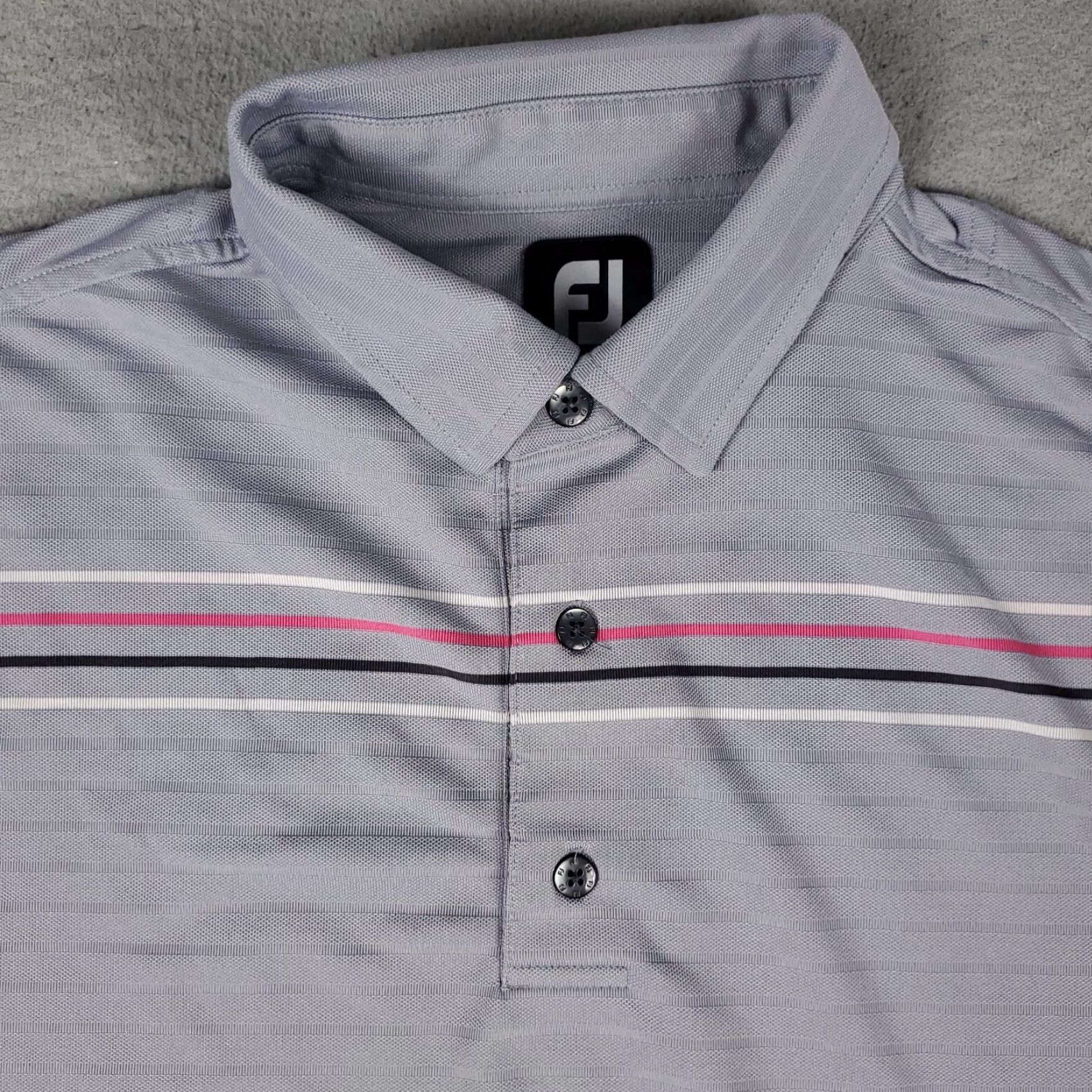 Footjoy FJ Polo Shirt Mens Size M Gray Striped Short Sleeve Polo Shirt FJ Size US M / EU 48-50 / 2 - 2 Thumbnail