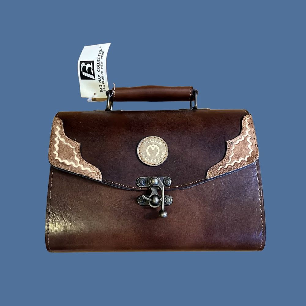 JM Collection Three M Collection Vegan Leather Satchel Crossbody Western Doctor Bag Brown Size ONE SIZE - 1 Thumbnail