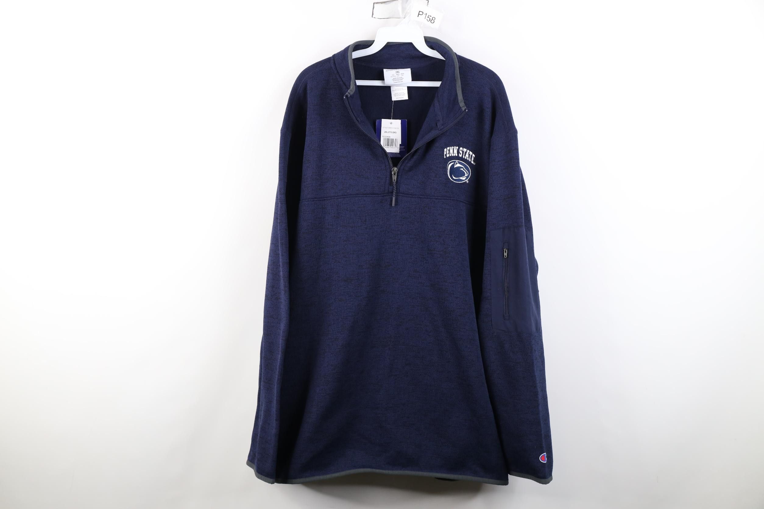 Champion Deadstock Y2K Champion University Knit 1/4 Zip Sweater Blue Size US XXL / EU 58 / 5 - 1 Thumbnail