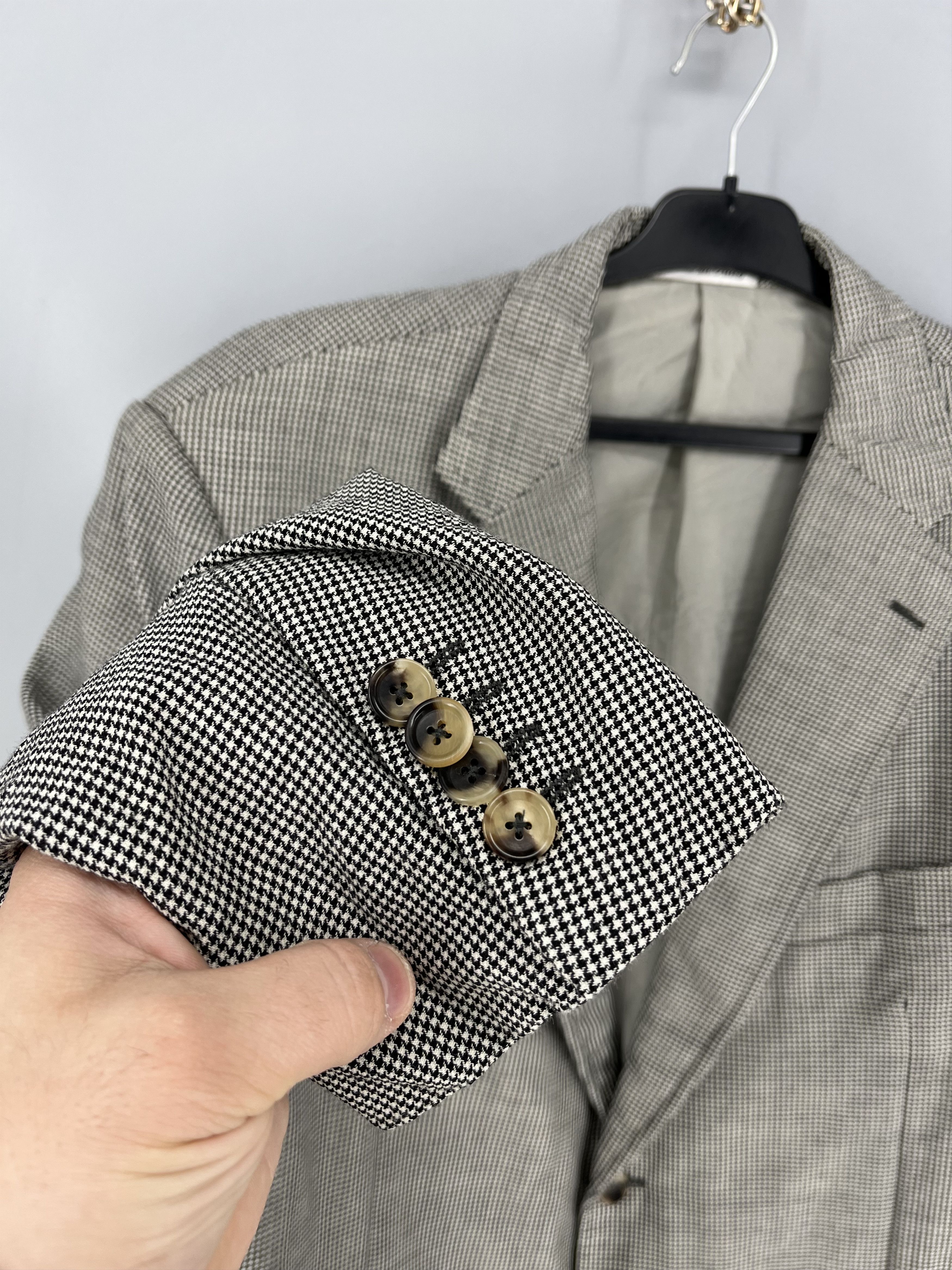 Pal Zileri PAL ZILERI Blazer Jacket Grey Houndstooth Wool 3 Button Size 52R - 5 Thumbnail