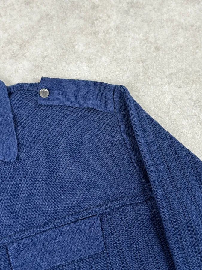 Versace Versace Navy Flat Wool Longsleeve Polo Size M / US 6-8 / IT 42-44 - 7 Thumbnail