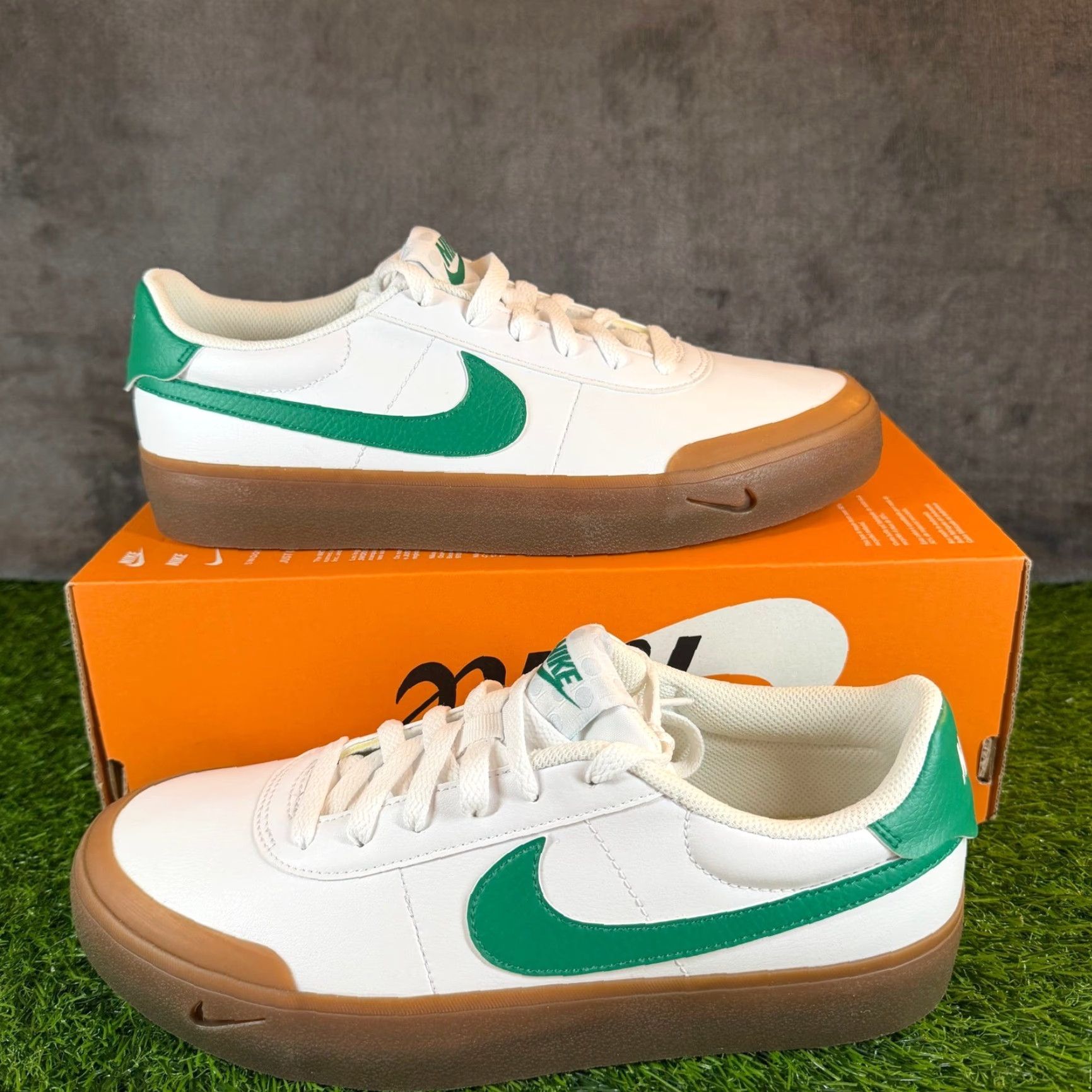 Nike Nike Court Shot Low Top Sneakers Mens 8.5 White Green Gum Sole Casual Shoes Leather Canvas Comfort Cushioned Lace Up Size US M / EU 48-50 / 2 - 2 Thumbnail