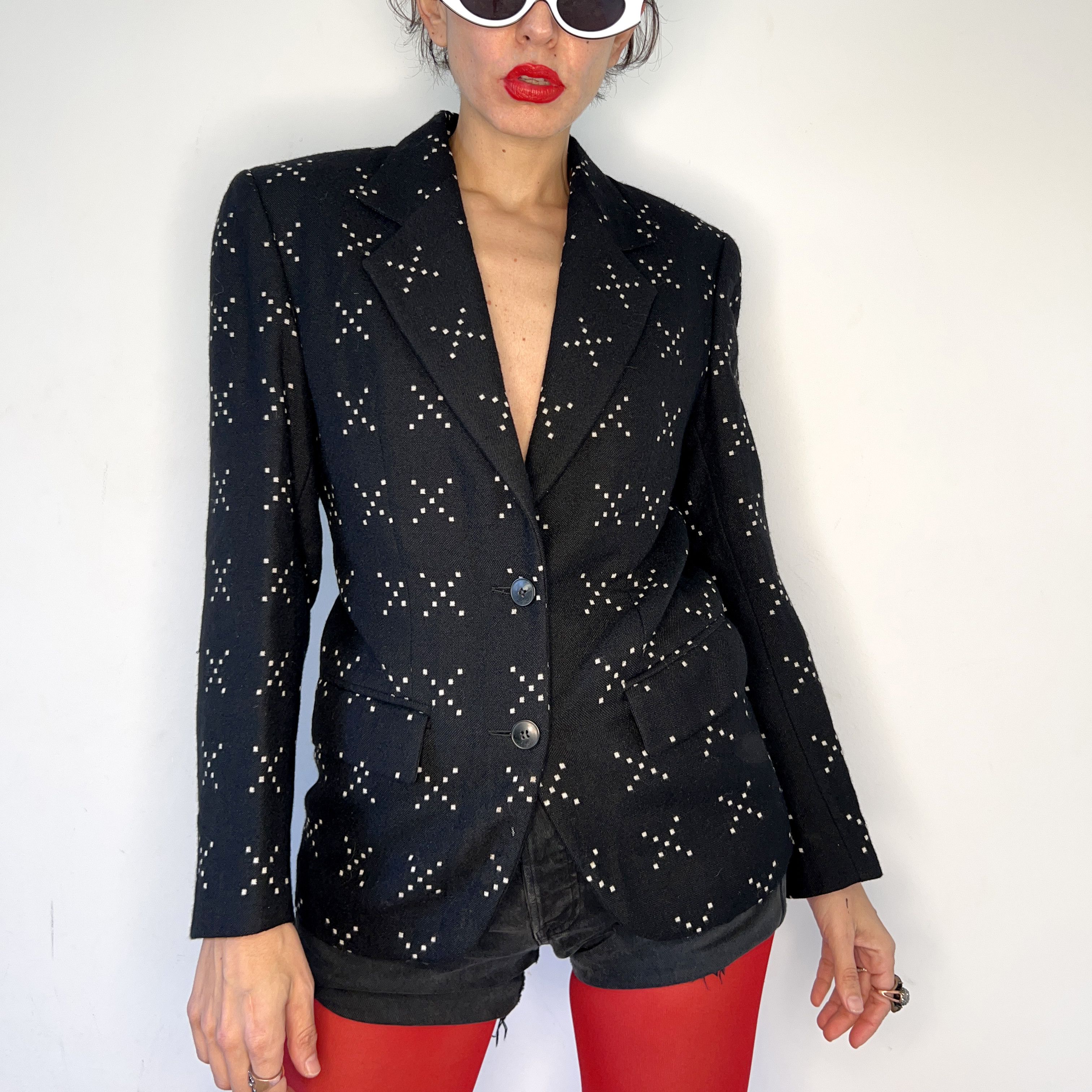 Vintage Wool Blazer, 90s Padded Shoulder Jacket
