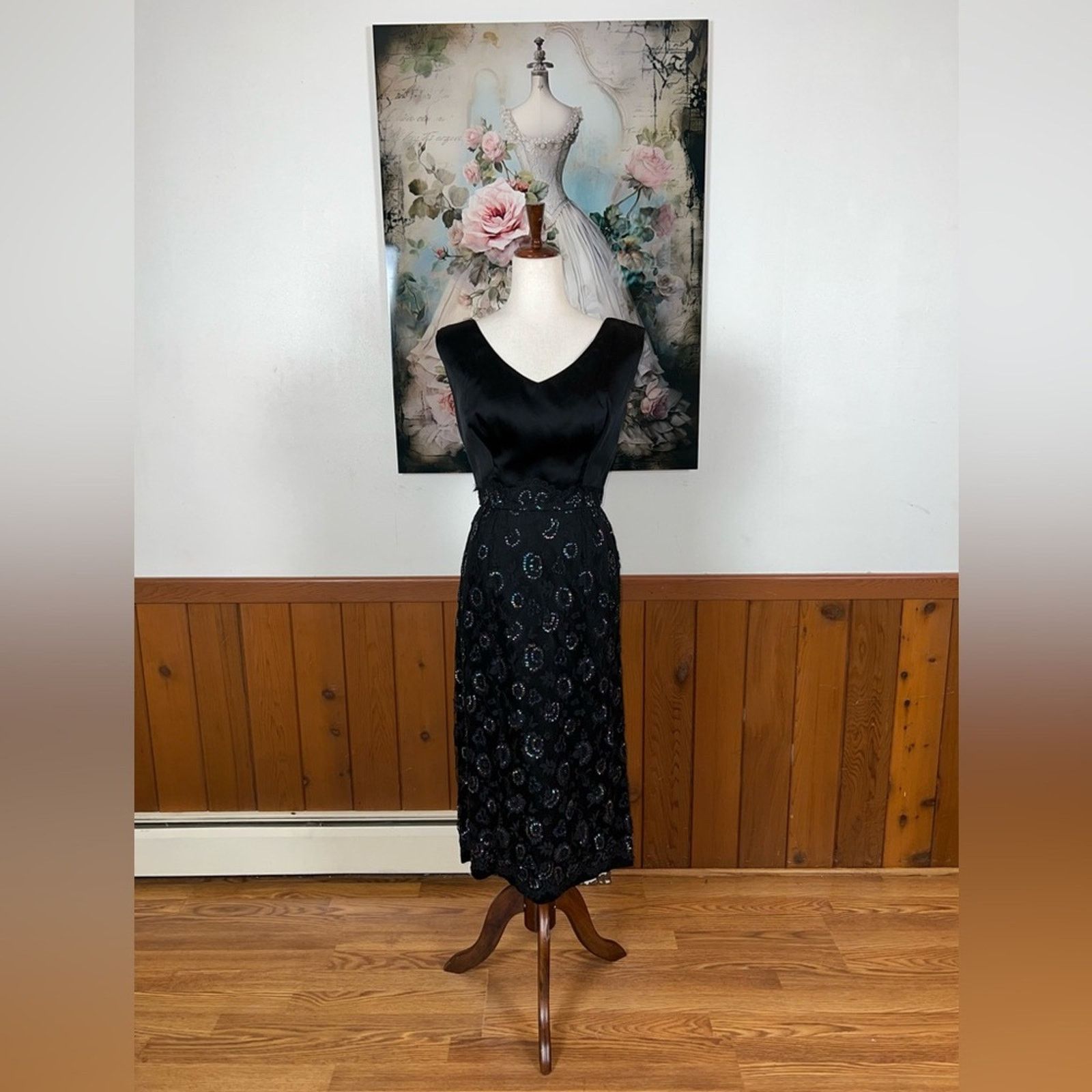 Vintage Vintage 1950s Fazzi Black Rainbow Sequin Cocktail Dress! Size L / US 10 / IT 46 - 2 Thumbnail