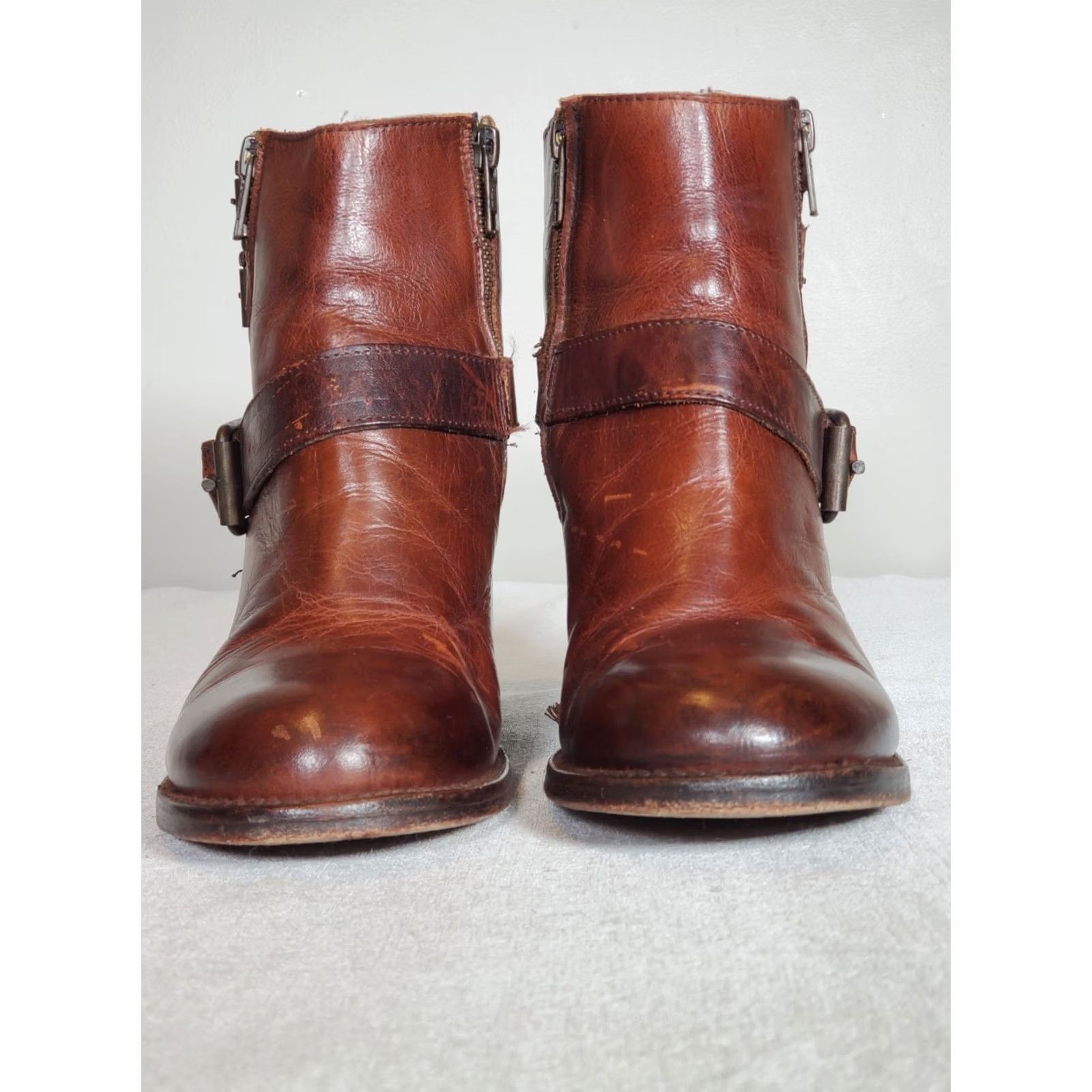 FREEBIRD Freebird by Steven BOLO Ankle Boots Distressed Cognac Brown Leather Women US 8 Bootie Casual Size US 8 / IT 38 - 6 Thumbnail