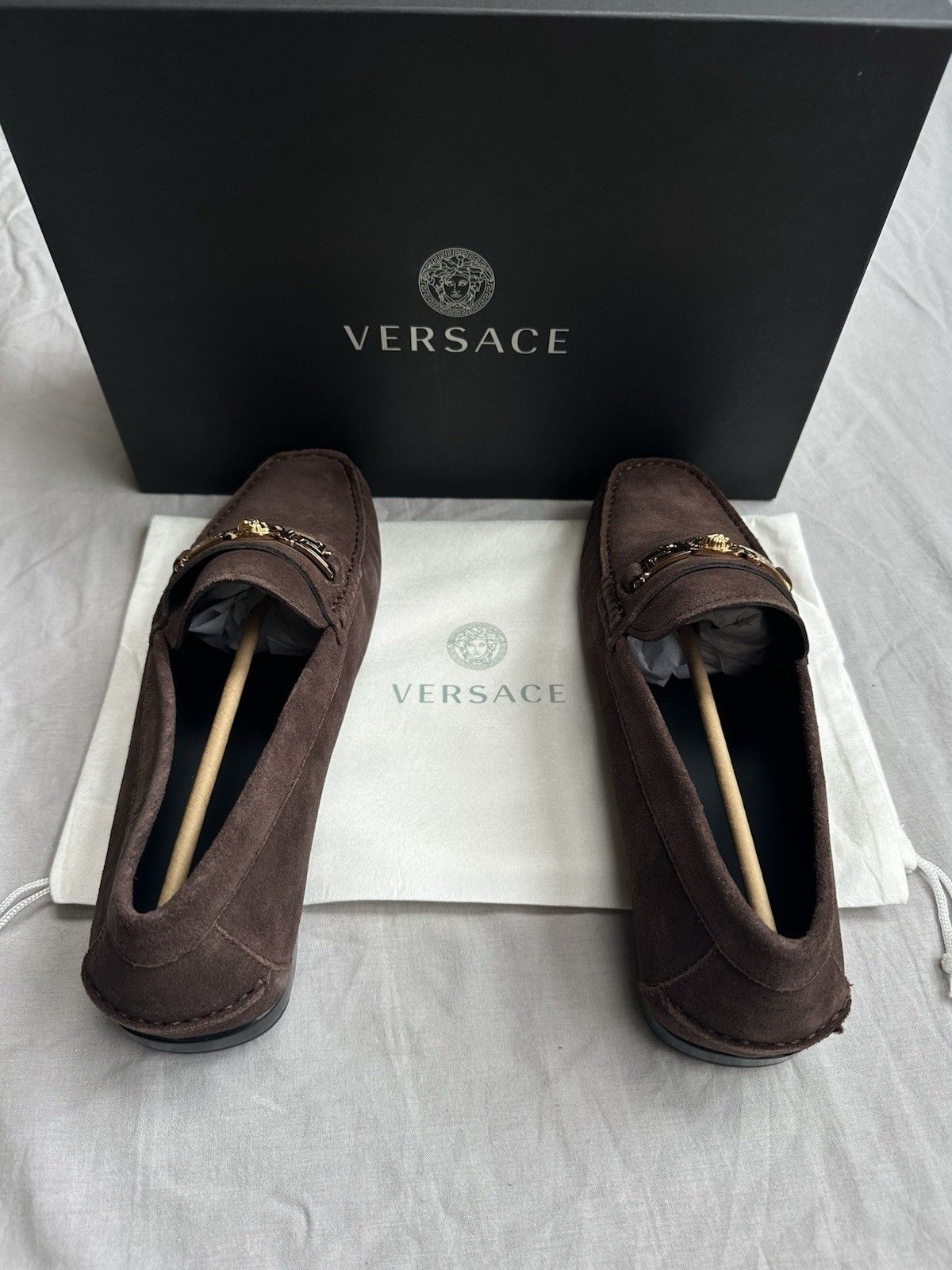 Versace Versace Loafers With Brown Suede And Gold Medusa Head Size US 8.5 / EU 41-42 - 4 Thumbnail