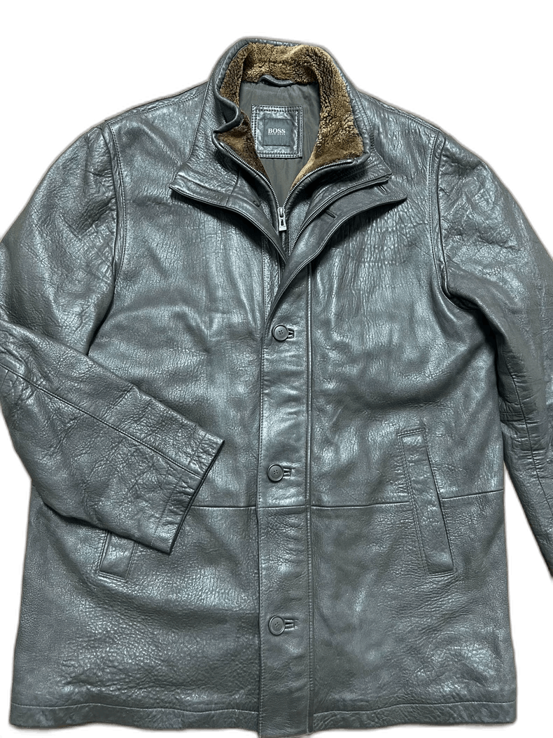 Hugo Boss Hugo BOSS Leather Coat with Fur Collar Size US XXL / EU 58 / 5 - 1 Thumbnail