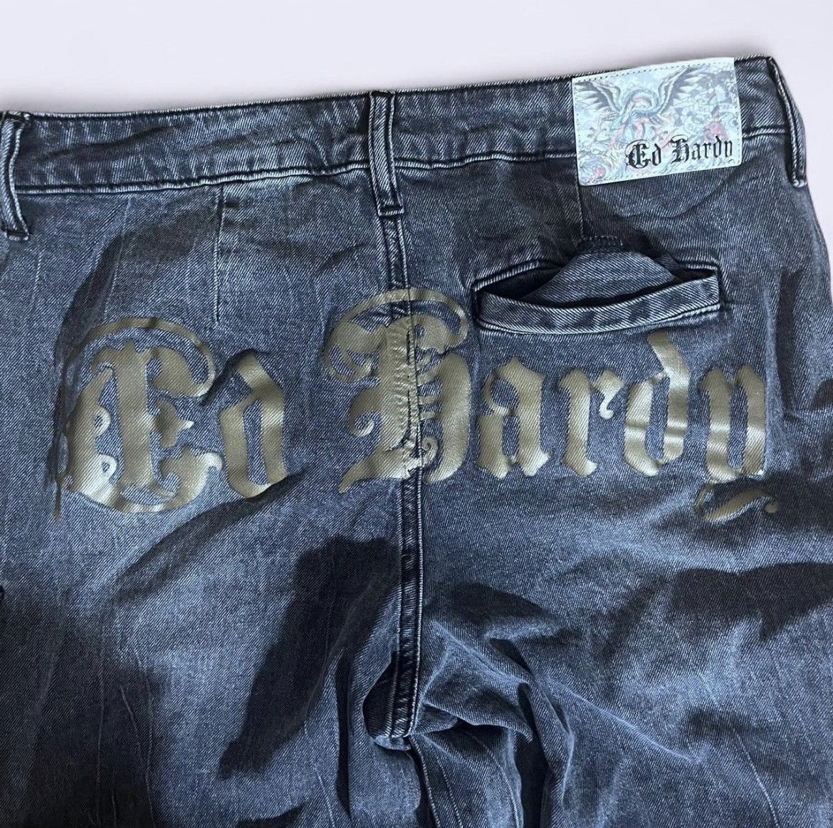 Ed Hardy Ed Hardy dragon charcoal cargo jeans (unisex) Size US 28 / EU 44 - 1 Thumbnail