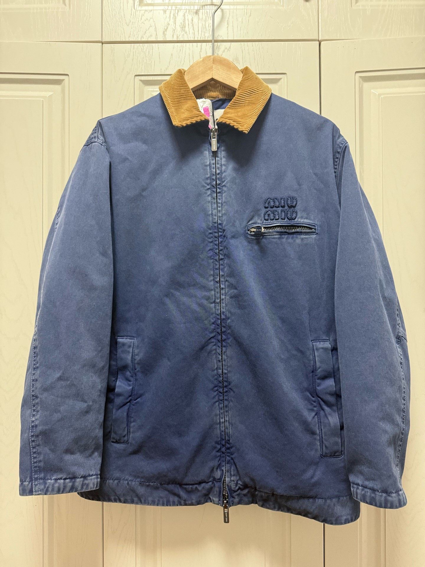 Miu Miu Miumiu Embroidered Logo Corduroy Puffer Jacket Size XS / US 0-2 / IT 36-38 - 1 Thumbnail