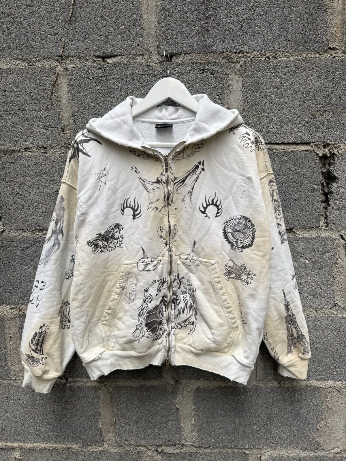 Balenciaga FW24 Balenciaga Tattoo Zip-Up Hoodie | Grailed