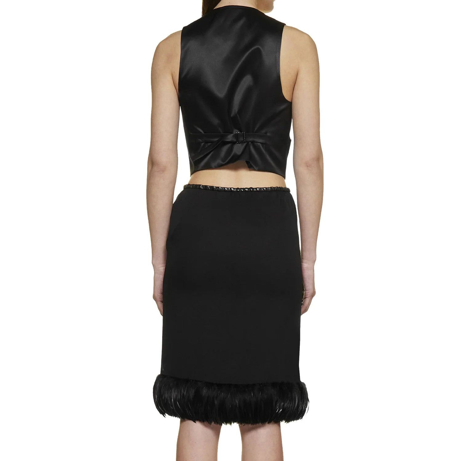 Saint Laurent Paris o1s1wg110924 Long Skirt in Crepe Muslin Feathers in Black Size 27" / US 4 / IT 40 - 4 Thumbnail