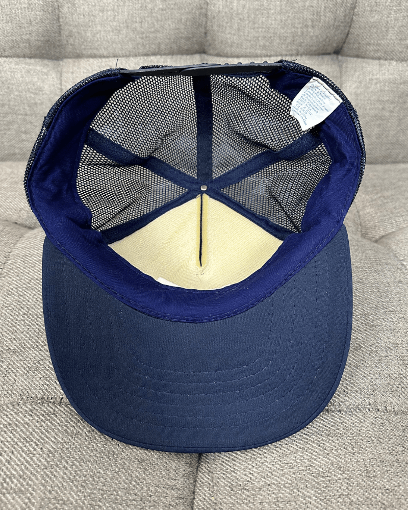 Vintage Vintage Navy Blue Embroidered Snap Back Trucker Hat Size ONE SIZE - 6 Thumbnail