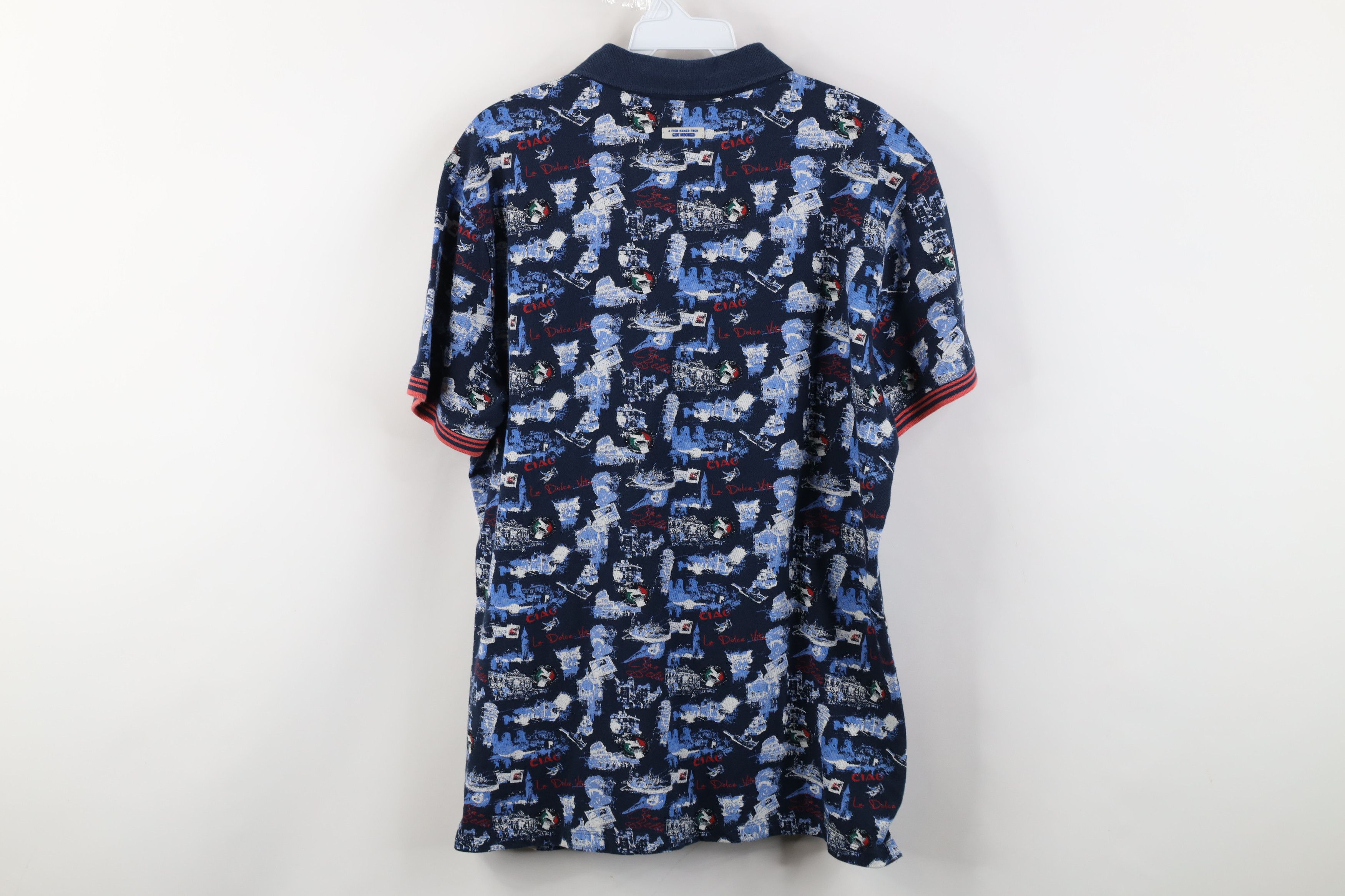 Vintage A Fish Named Fred All Over Print Collared Golf Polo Shirt Size US M / EU 48-50 / 2 - 11 Thumbnail