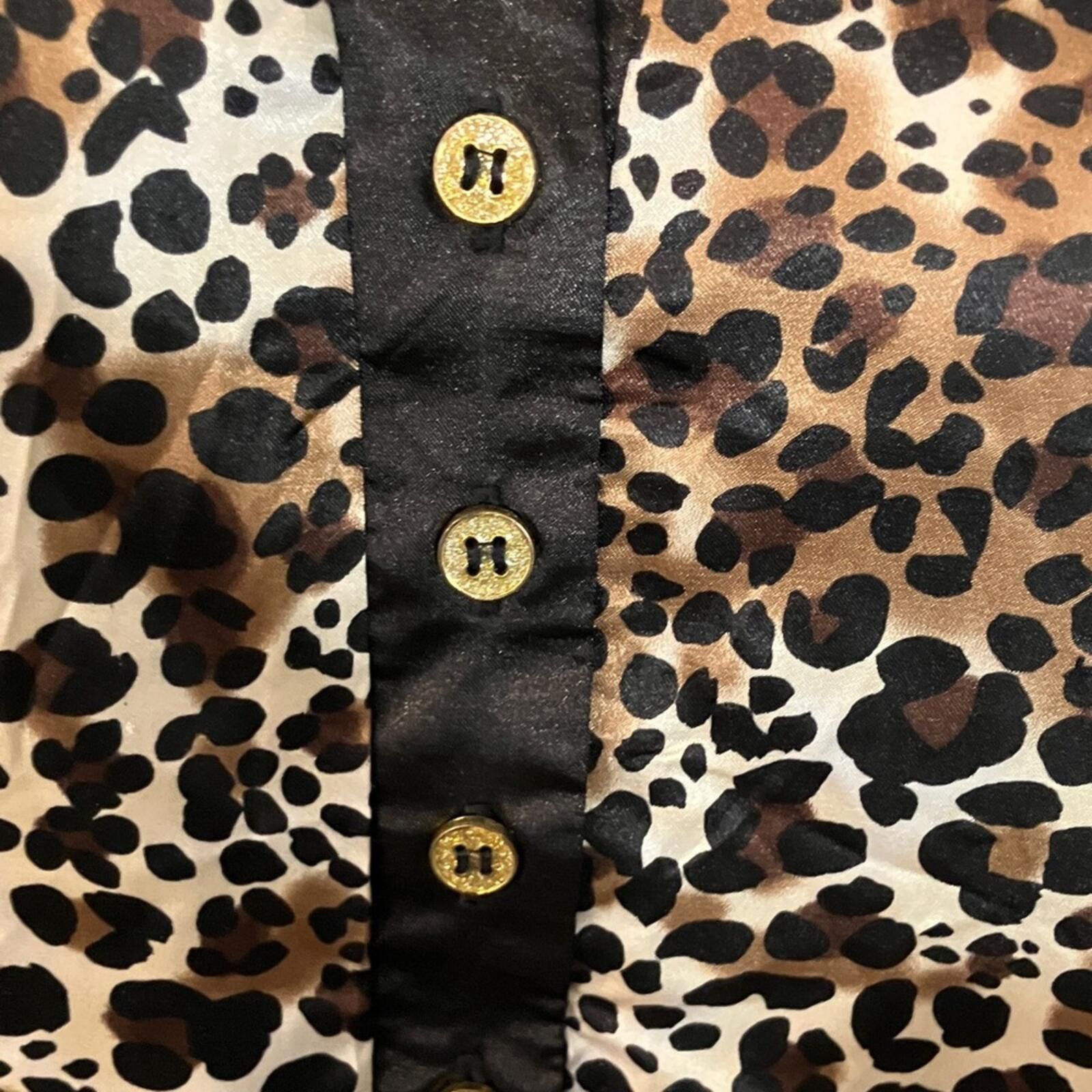 Other IMAN Brown Leopard Print Midi Dress with Black Accents Size M / US 6-8 / IT 42-44 - 4 Thumbnail