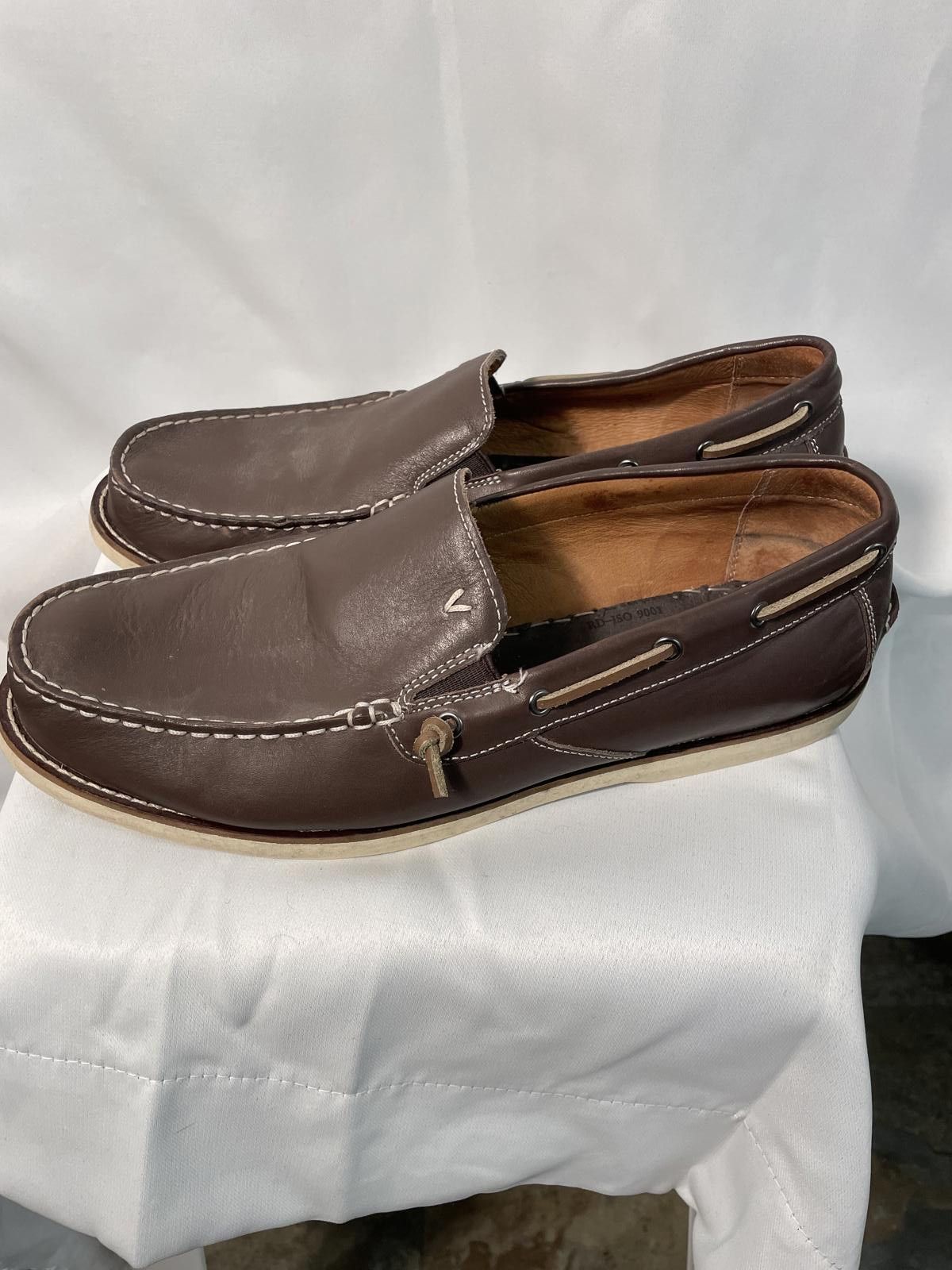 Designer Brown Leather Loafers for Men - Comfortable Slip-On Shoes Size US 11.5 / EU 44-45 - 4 Thumbnail
