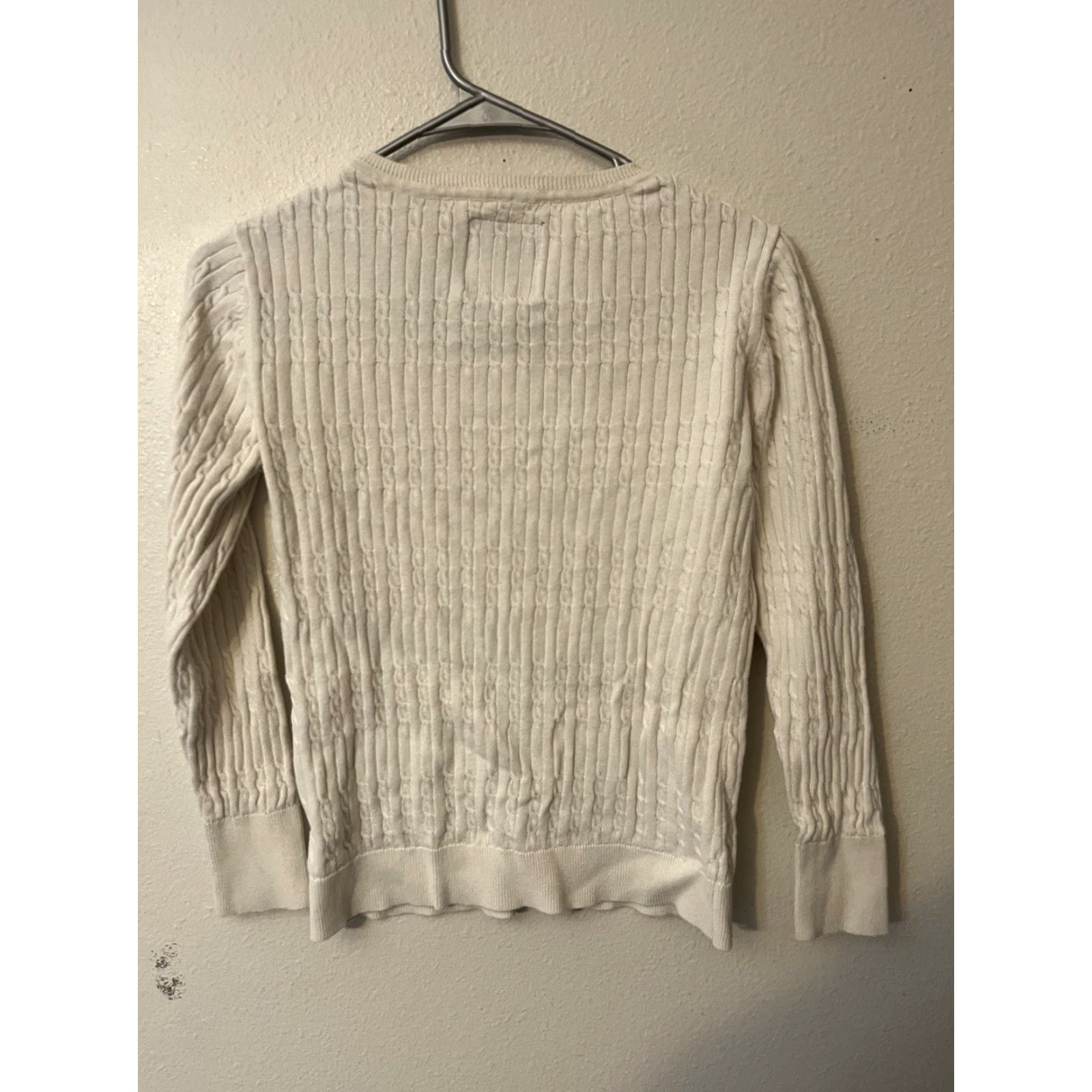 Vintage US Polo Assn. Sweater White Solid Cable-Knit V-Neck Women's M Size M / US 6-8 / IT 42-44 - 3 Thumbnail