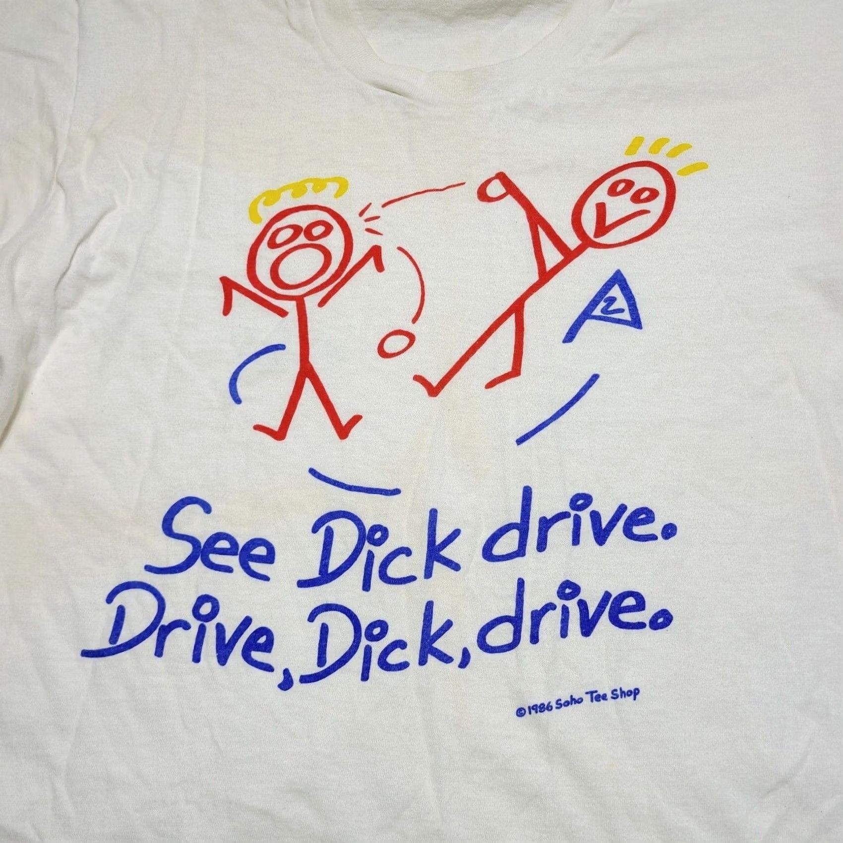 Vintage VINTAGE Soho Tee Shop See Dick Drive Golf Stick Figure Graphic T-Shirt Large 80s Mens Crew Neck Cotton White Standalone Logo Short Sleeve Regular Size US L / EU 52-54 / 3 - 2 Thumbnail
