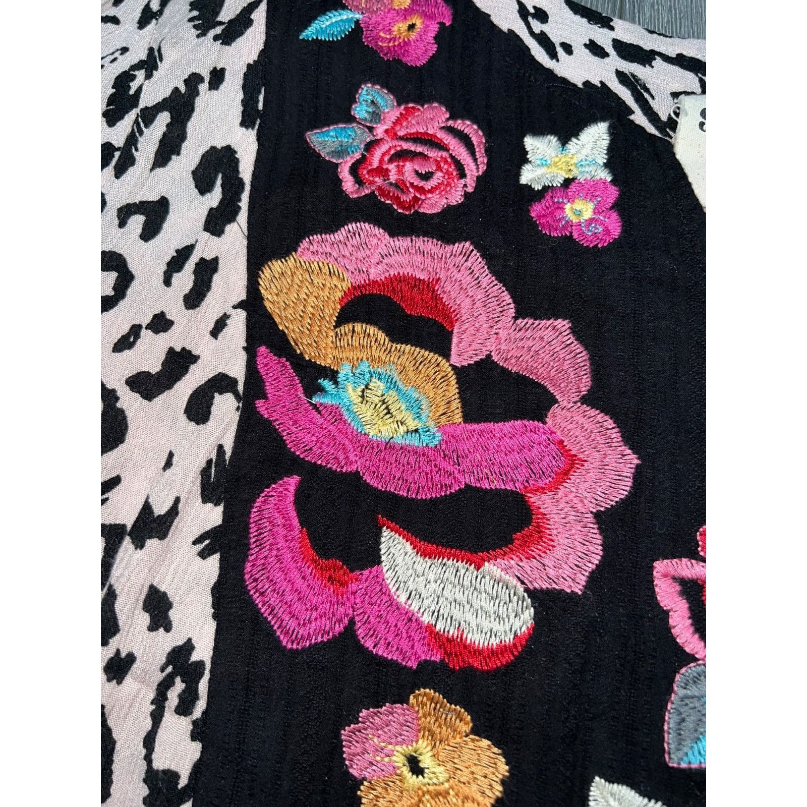 & Other Stories Savanna Jane Embroidered Cotton Leopard Blouse 3X A003183 Size 3XL / US 20-22 - 3 Thumbnail