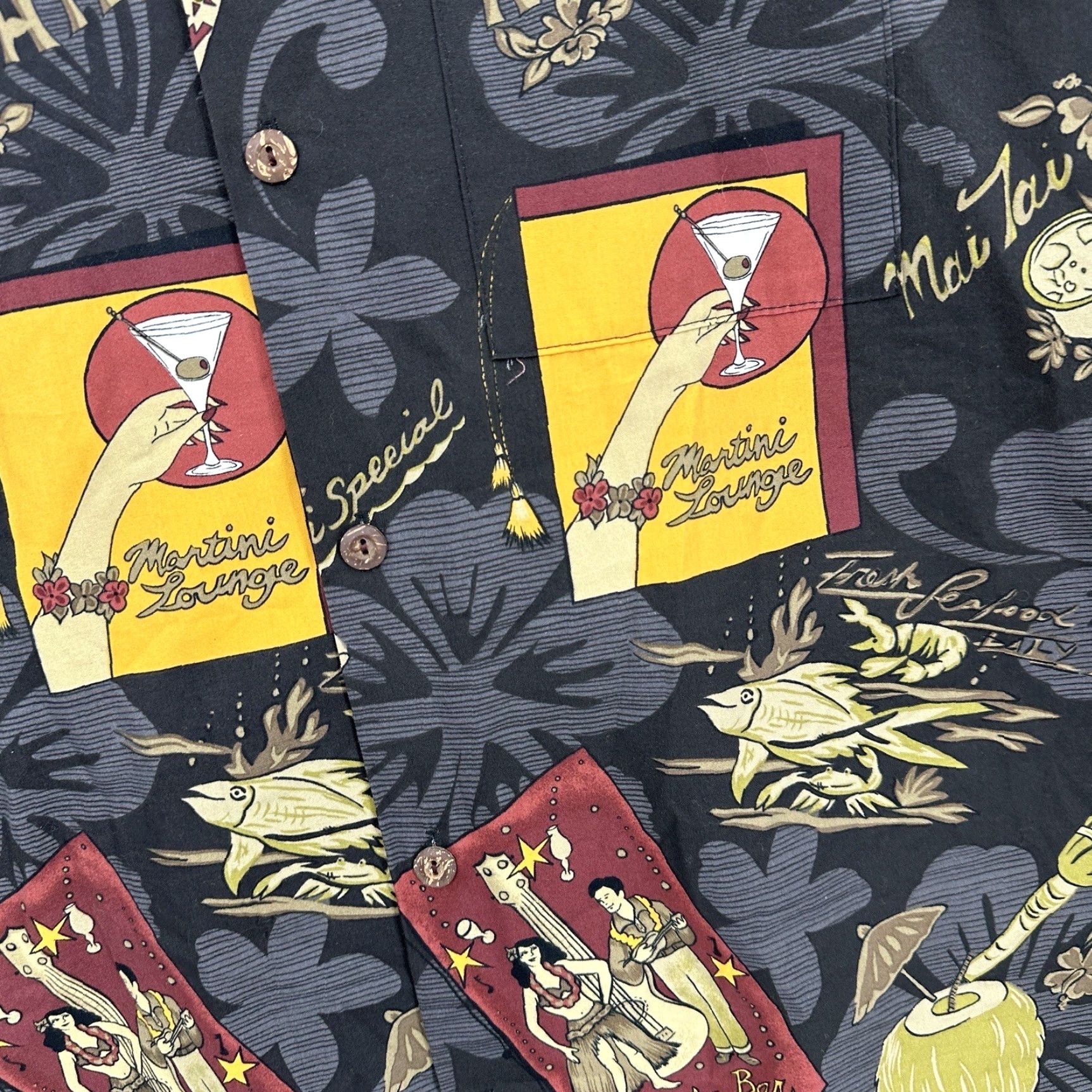 Vintage VINTAGE Toes On The Nose Hawaiian Shirt Mens L Tiki Bar Martini Lounge Aloha Luau Hula Size US L / EU 52-54 / 3 - 7 Thumbnail