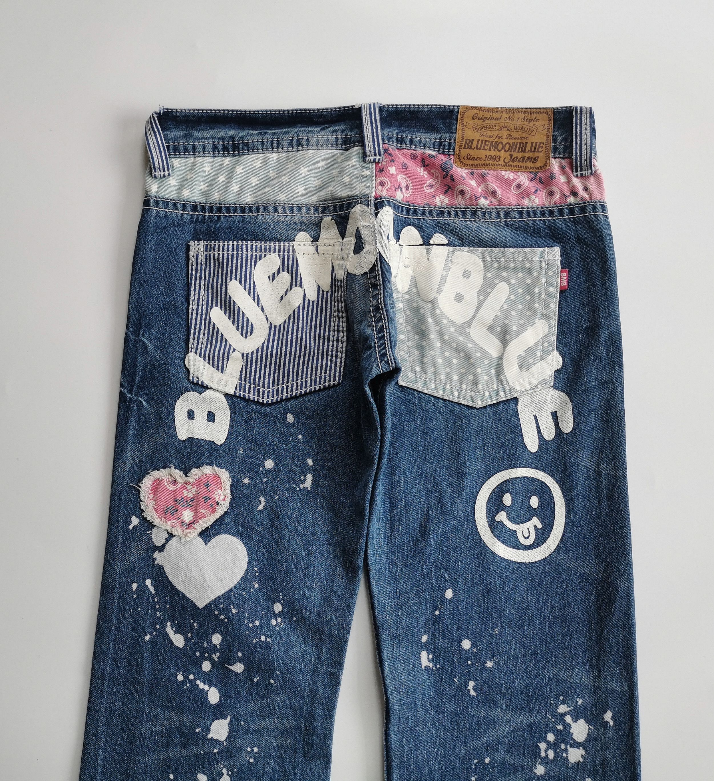 Kapital Blue Moon Blue Smiley Paisley Painted Jeans Size US 31 - 5 Thumbnail