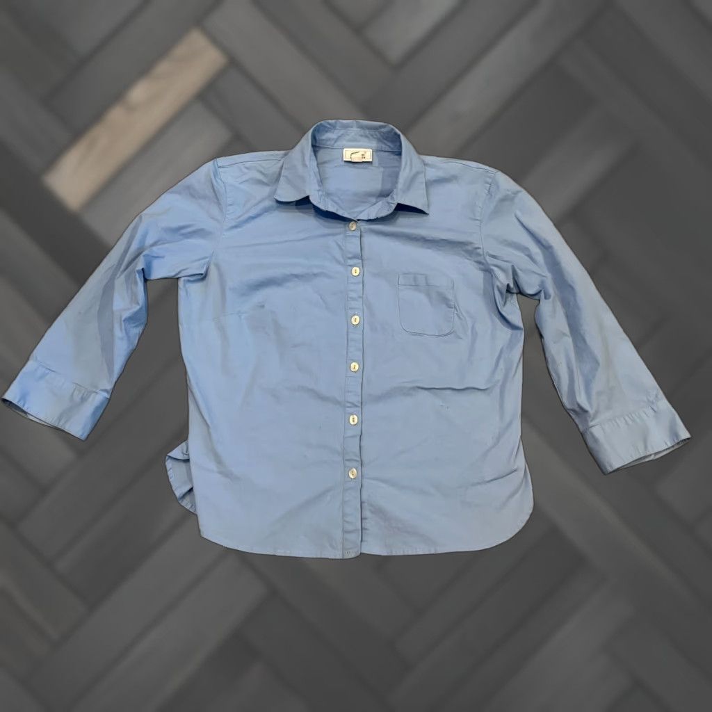 Lacoste Lacoste Shirt Womens M Blue Button-Up Collared 3/4 Sleeve Slim Work Casual Office Size M / US 6-8 / IT 42-44 - 1 Thumbnail